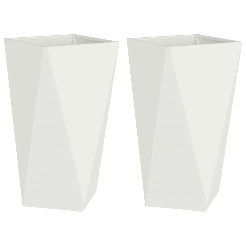 vidaXL Blumentopf Pflanzkübel 2 pcs Weiß 40 x 40 x 75 cm Stahl (2 St)