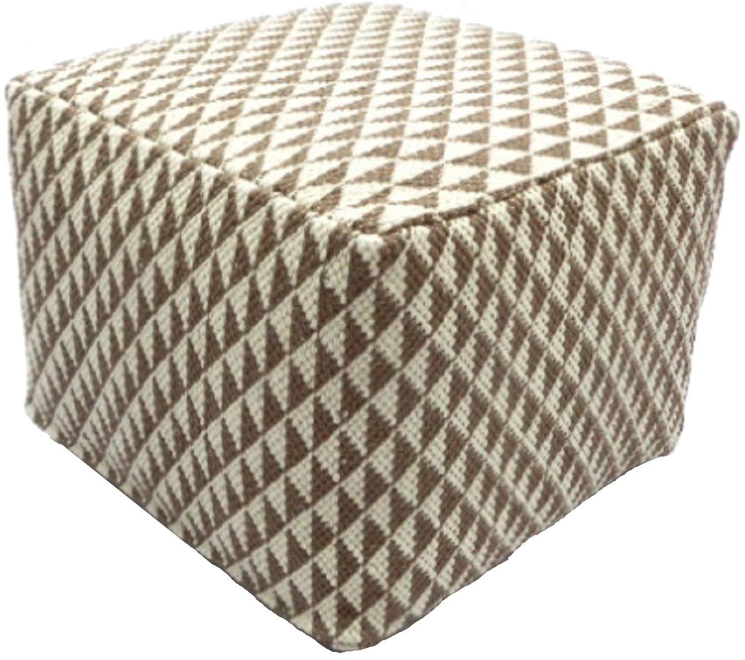 Krines Home Hocker Polsterhocker Sitz-Würfel Braun-Beige Sitzhocker Fußhocker 45x45x35cm, Baumwolle