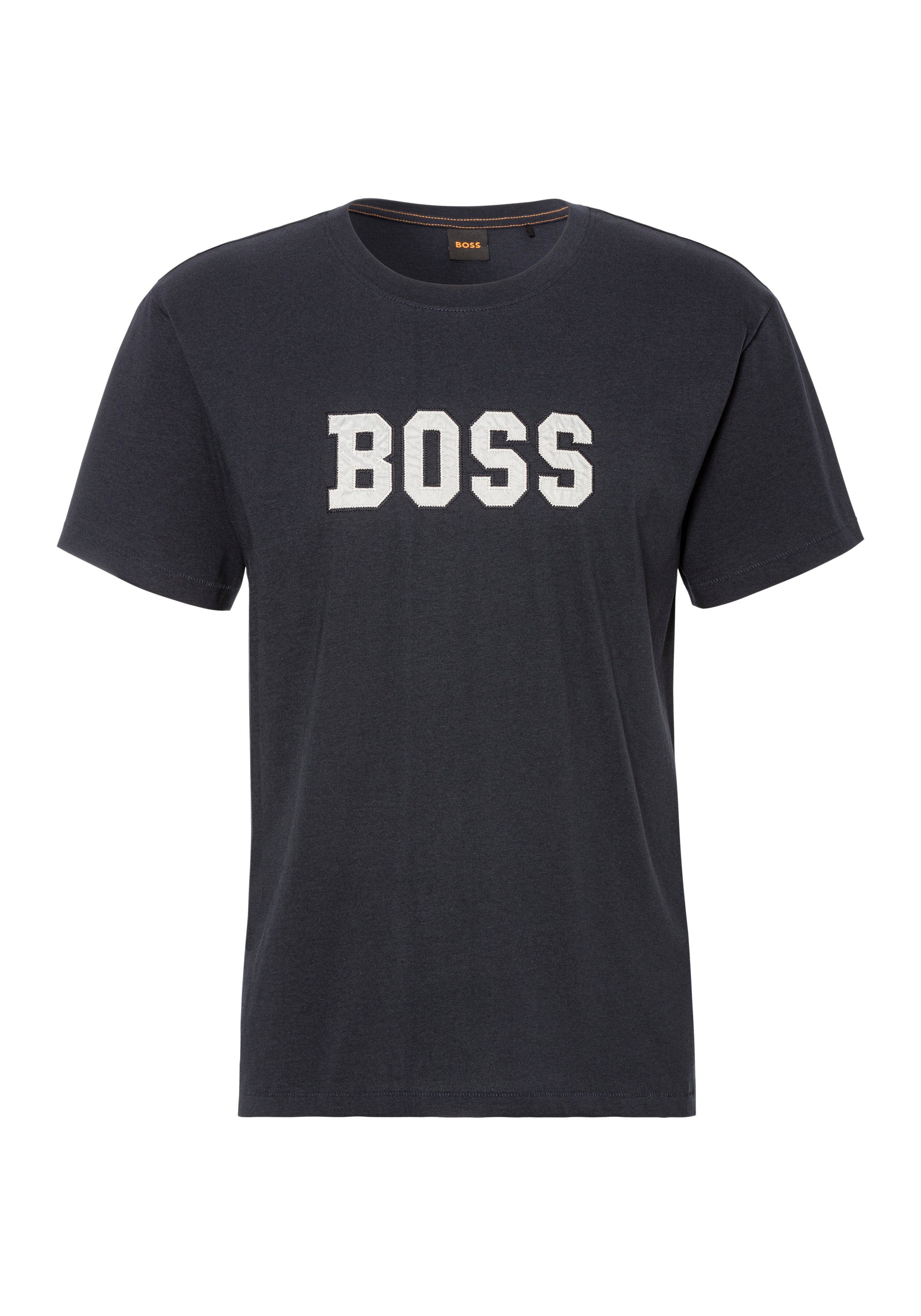 C_Emil mit BOSS ORANGE dunkelblau BOSS-Logostickerei T-Shirt