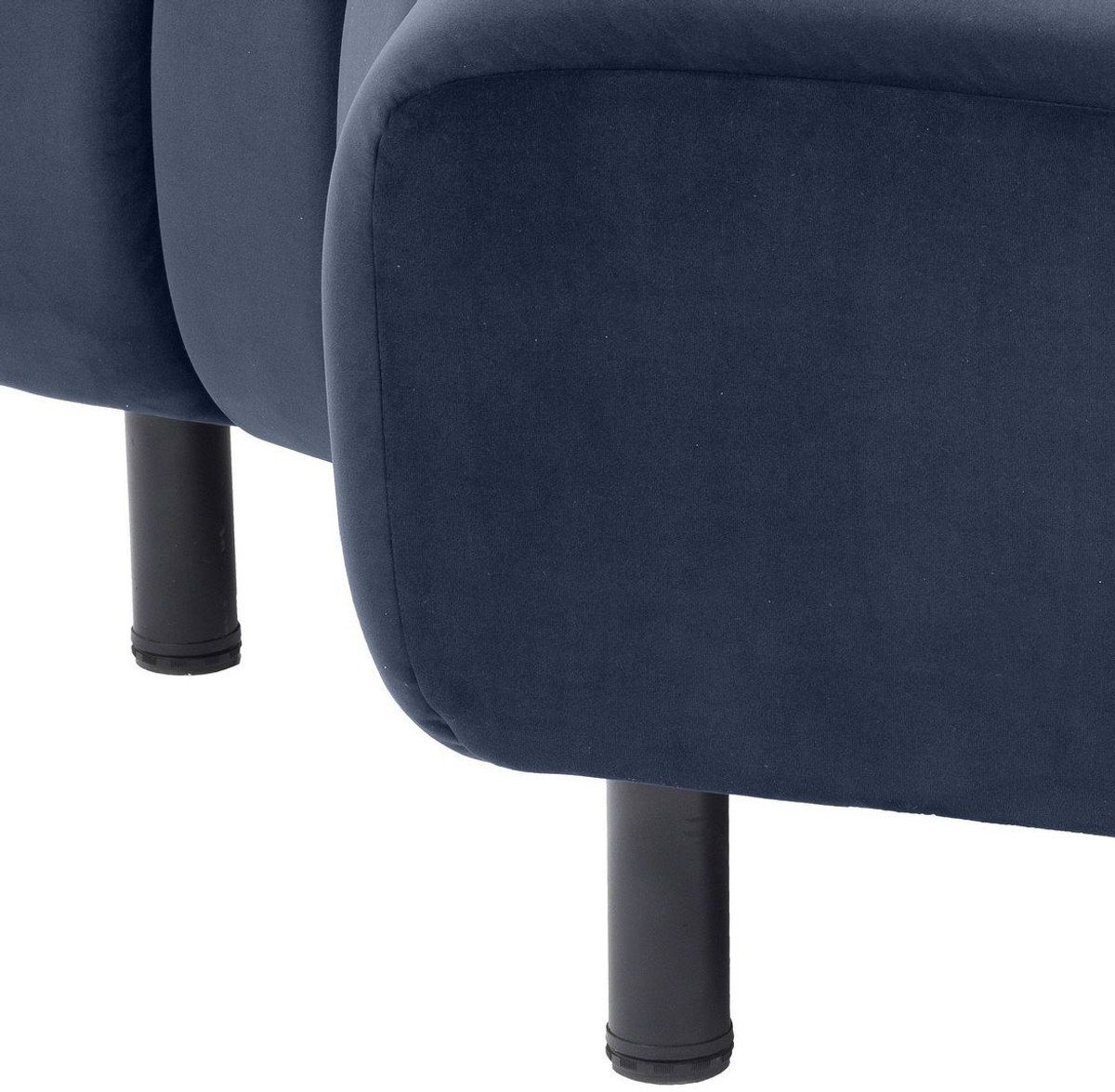 Möbel & Wohnzimmer Luxus Padrino Erweiterbares - Sofa Luxus Sofa Samt 114 x x - 75 Couch Mitternachtsblau / cm Casa Schwarz H. 87 Gebogenes