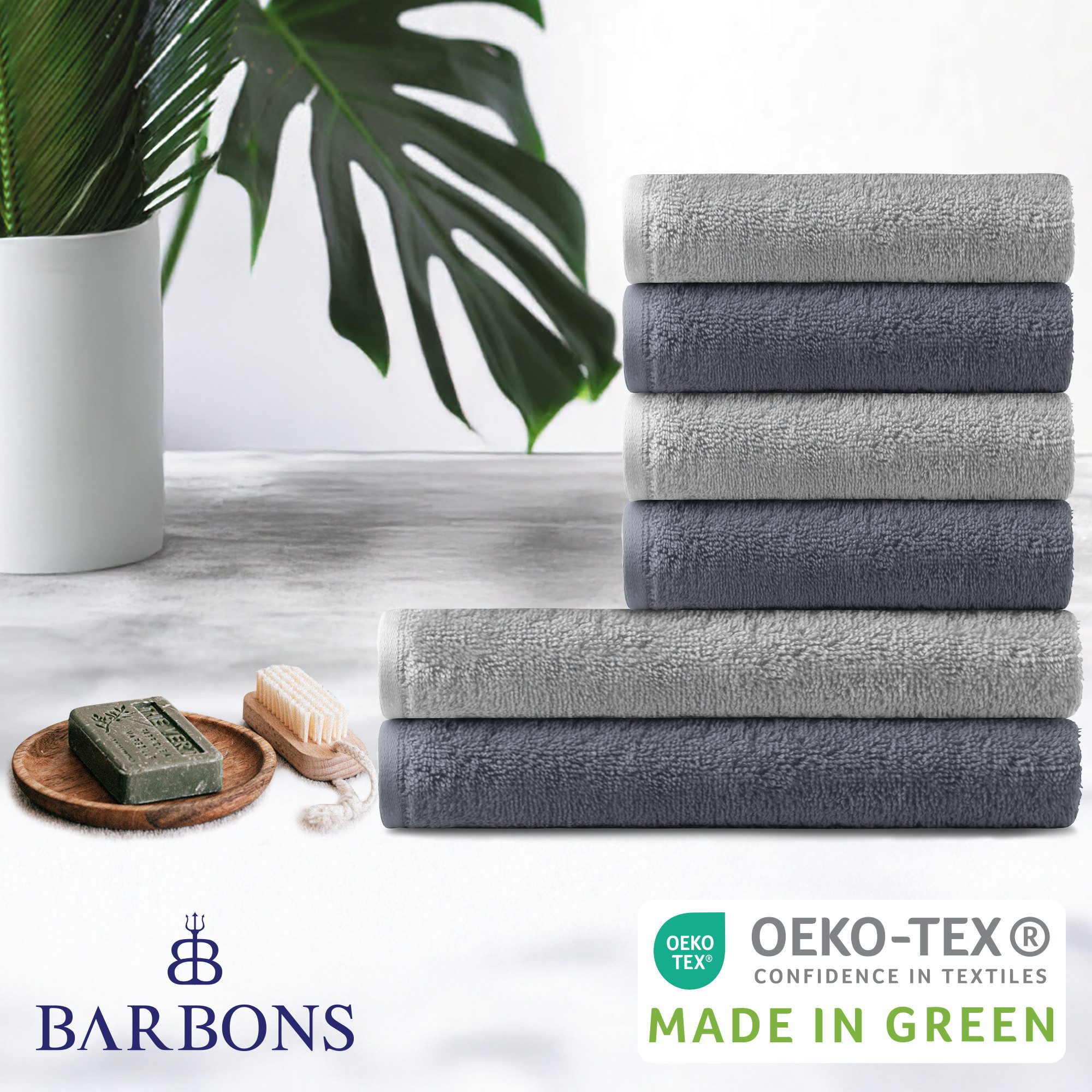 BARBONS Handtuch Set Handtücher 6-tlg, 2x Badetuch & 4x Badehandtuch Duscht günstig online kaufen