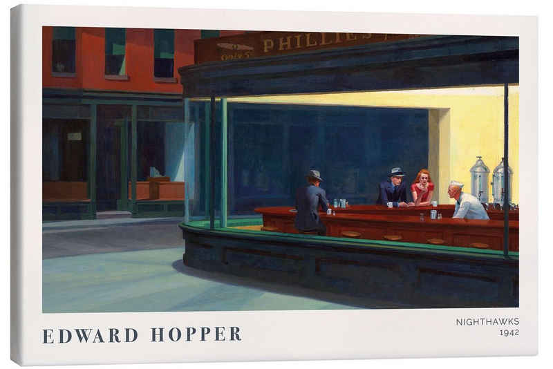 Posterlounge Leinwandbild Edward Hopper, Nachtschwärmer, 1942, Bar Modern Malerei