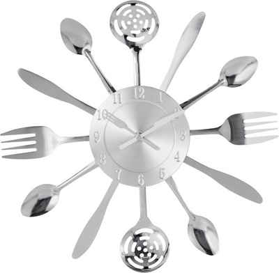 my home Wanduhr "Cutlery" (Küchenuhr, XXL, rund, Ø 38 cm, aus Metall, Besteck)
