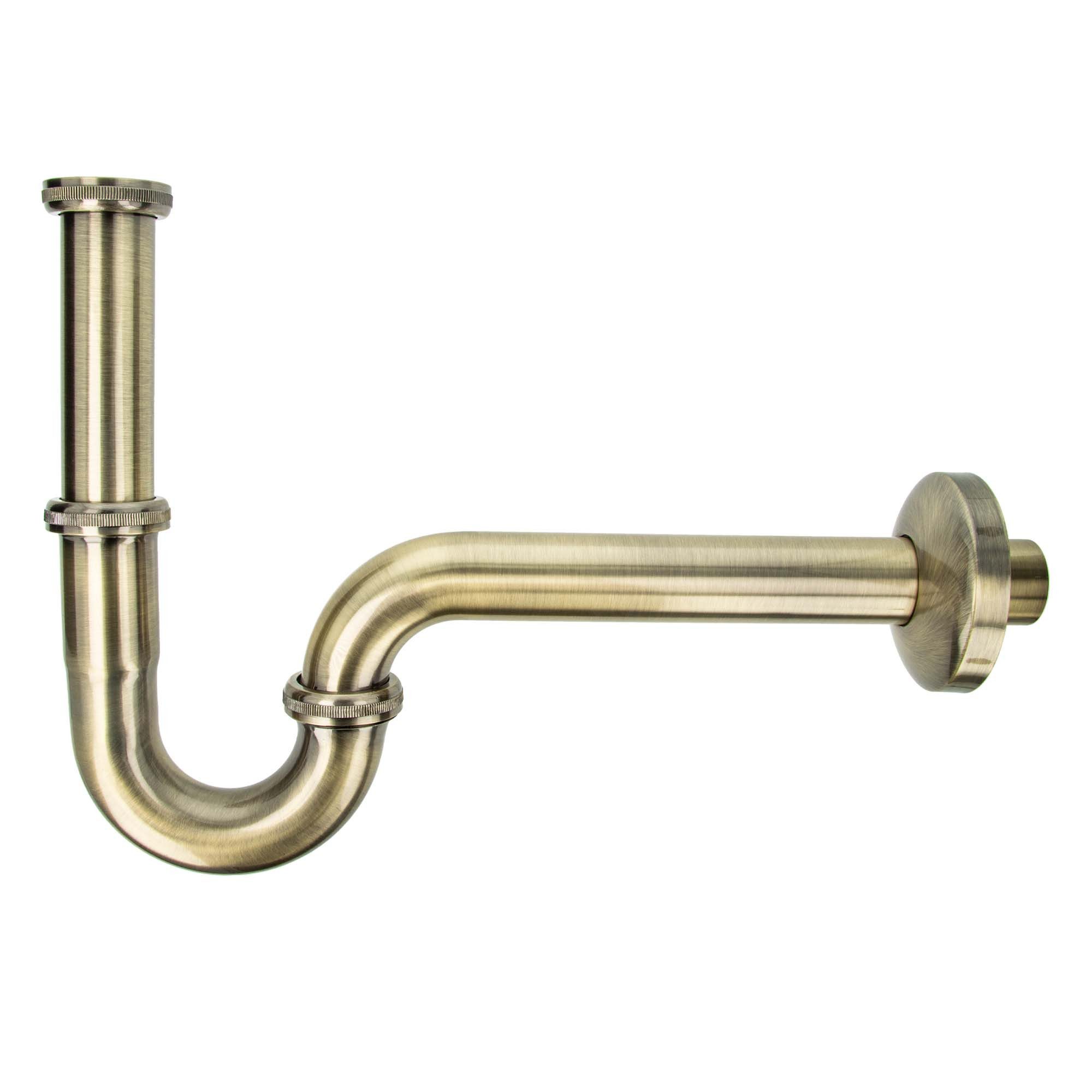 tecuro Siphon PROFI Röhrengeruchsverschluss Siphon extra lang – bronziert, extra lang