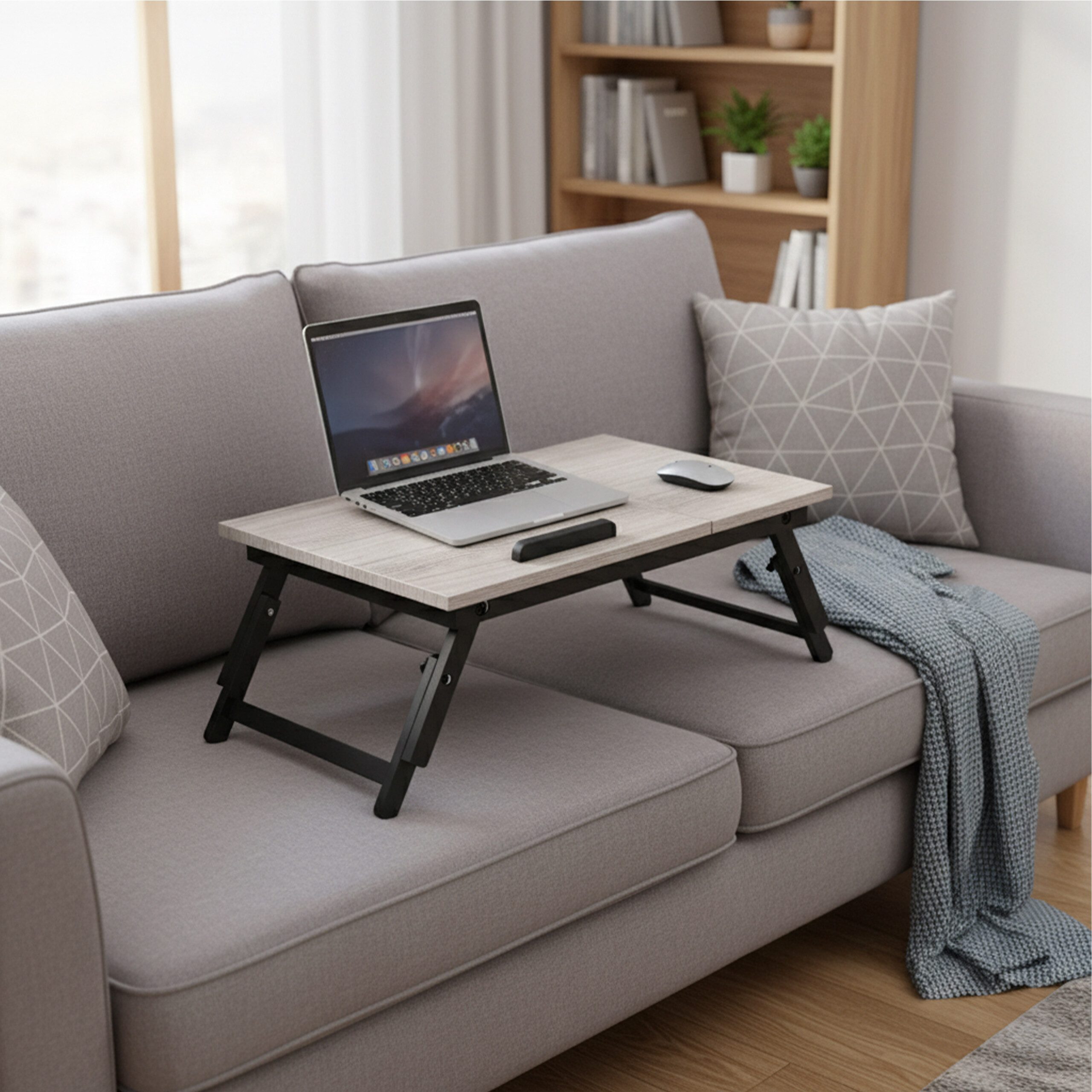 relaxdays Laptoptisch Höhenverstellbarer Laptoptisch, Grau-Schwarz