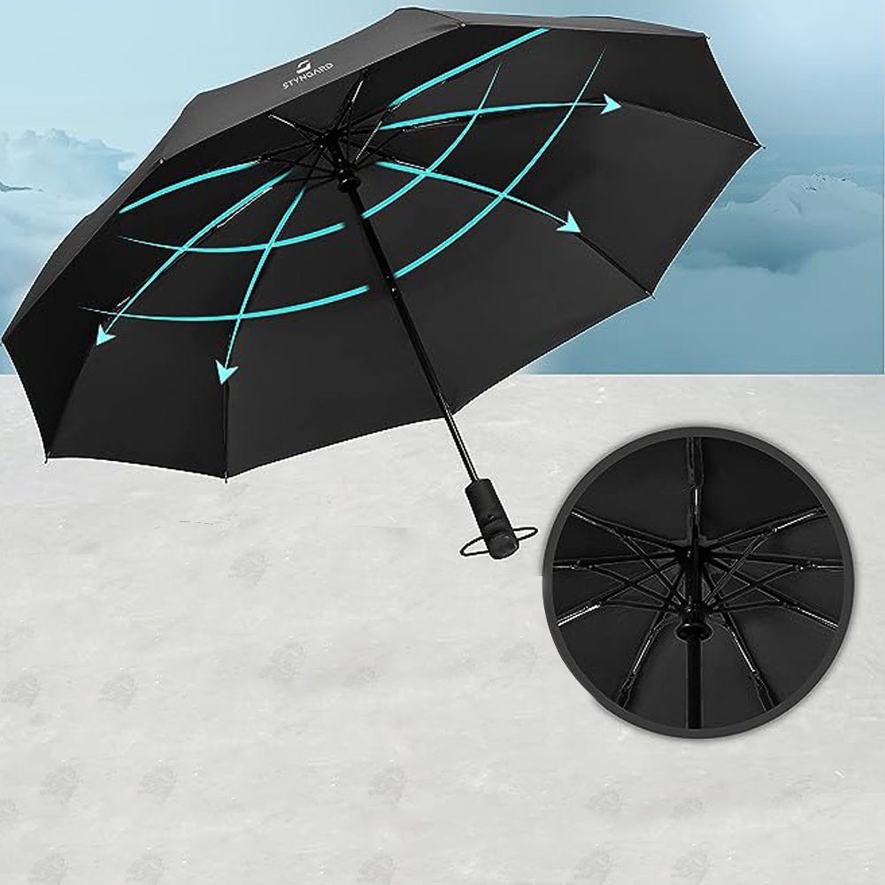 mit Auf-zu-Automatik, & Schwarz Herren AKKEE Damen für Taschenregenschirm Taschenschirm