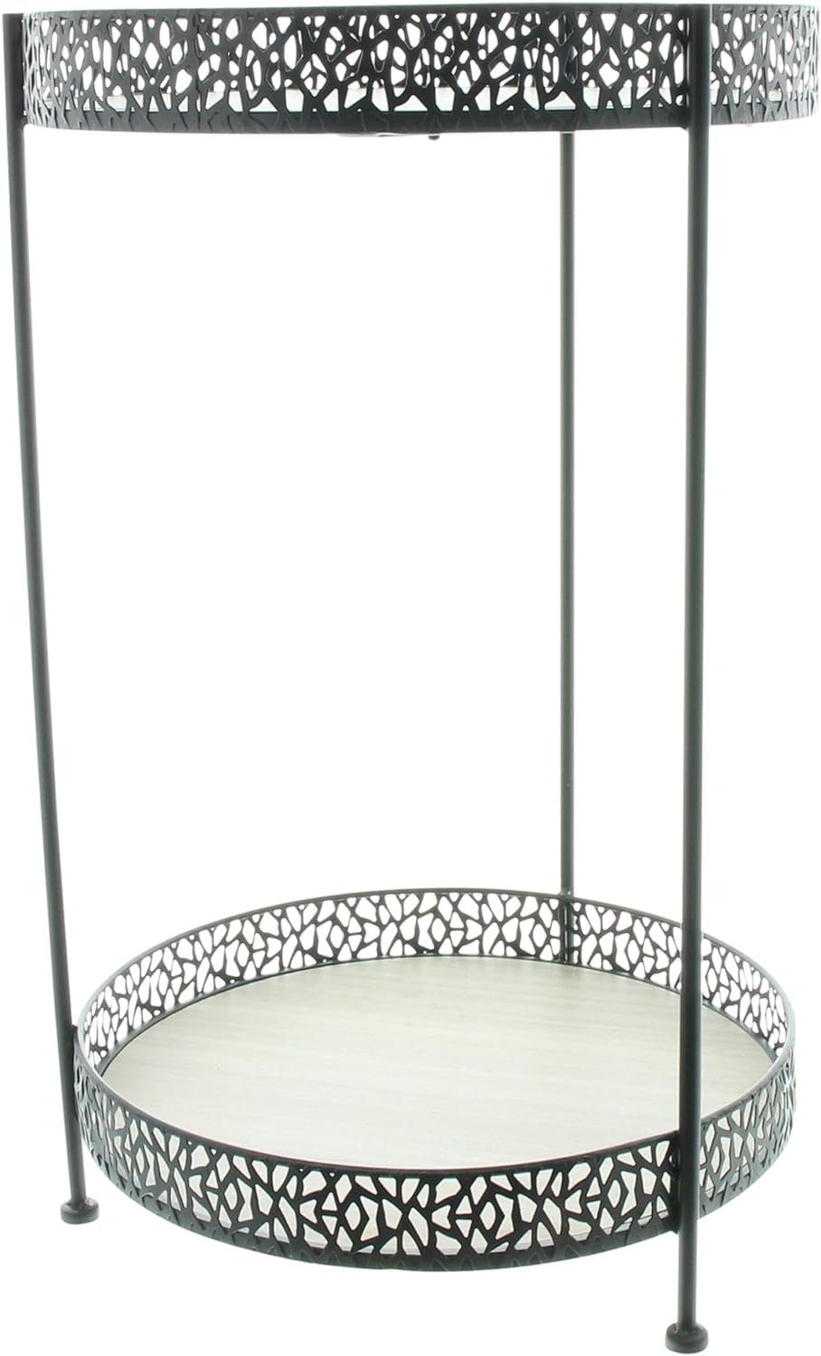 Dekoleidenschaft Beistelltisch "Wild" aus Metall, 2 Ebenen aus MDF, kleiner Couchtisch, rund, Regal, Standregal, Sofatisch, Etagere