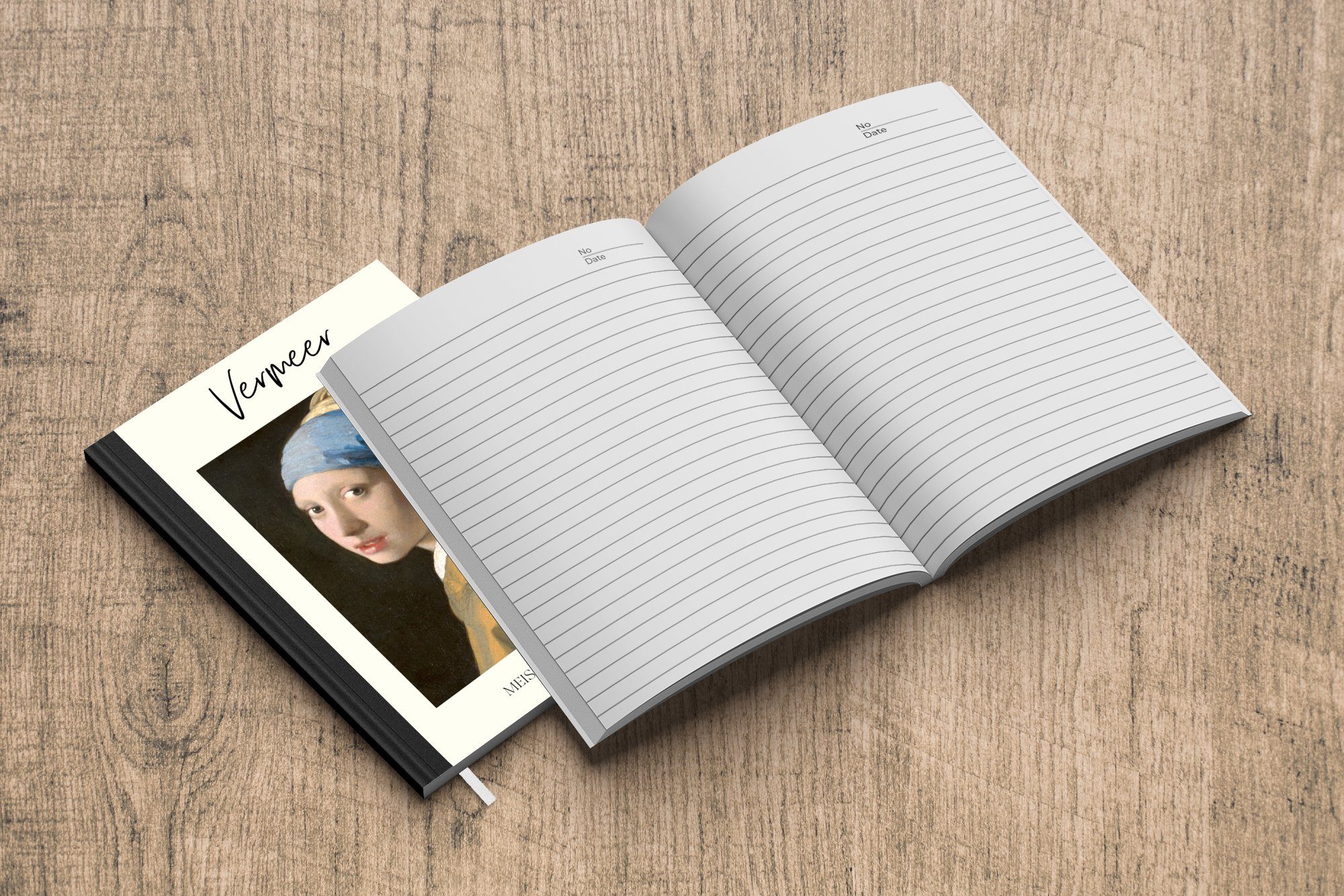 MuchoWow Notizbuch Mädchen mit Perlenohrring - A5, Kunst, Notizheft, Merkzettel, Vermeer 98 Tagebuch, - Journal, Haushaltsbuch Seiten