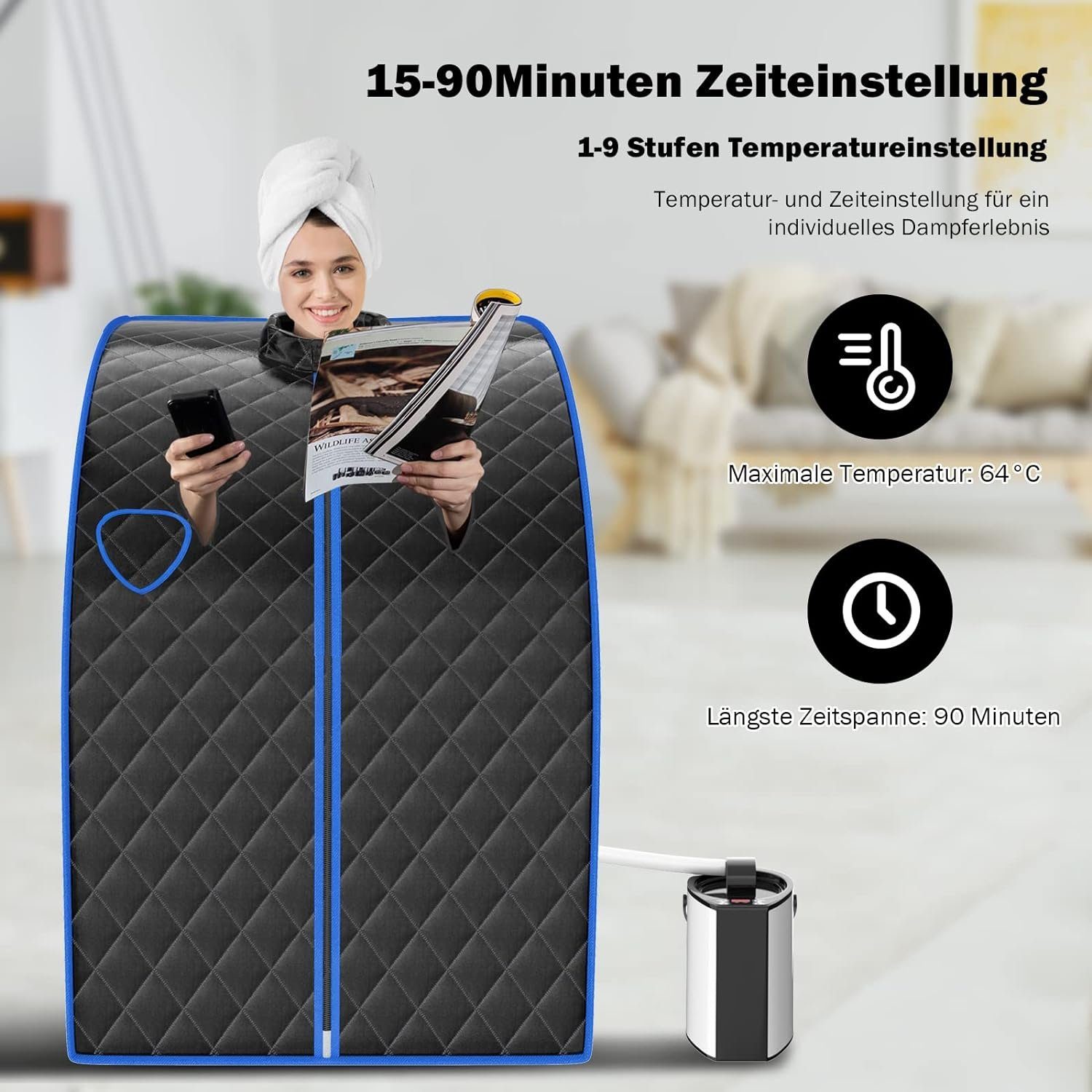KOMFOTTEU Sauna Mini-Dampfsauna, 1000 W Dampfer, Timer bis 90 Min. günstig online kaufen
