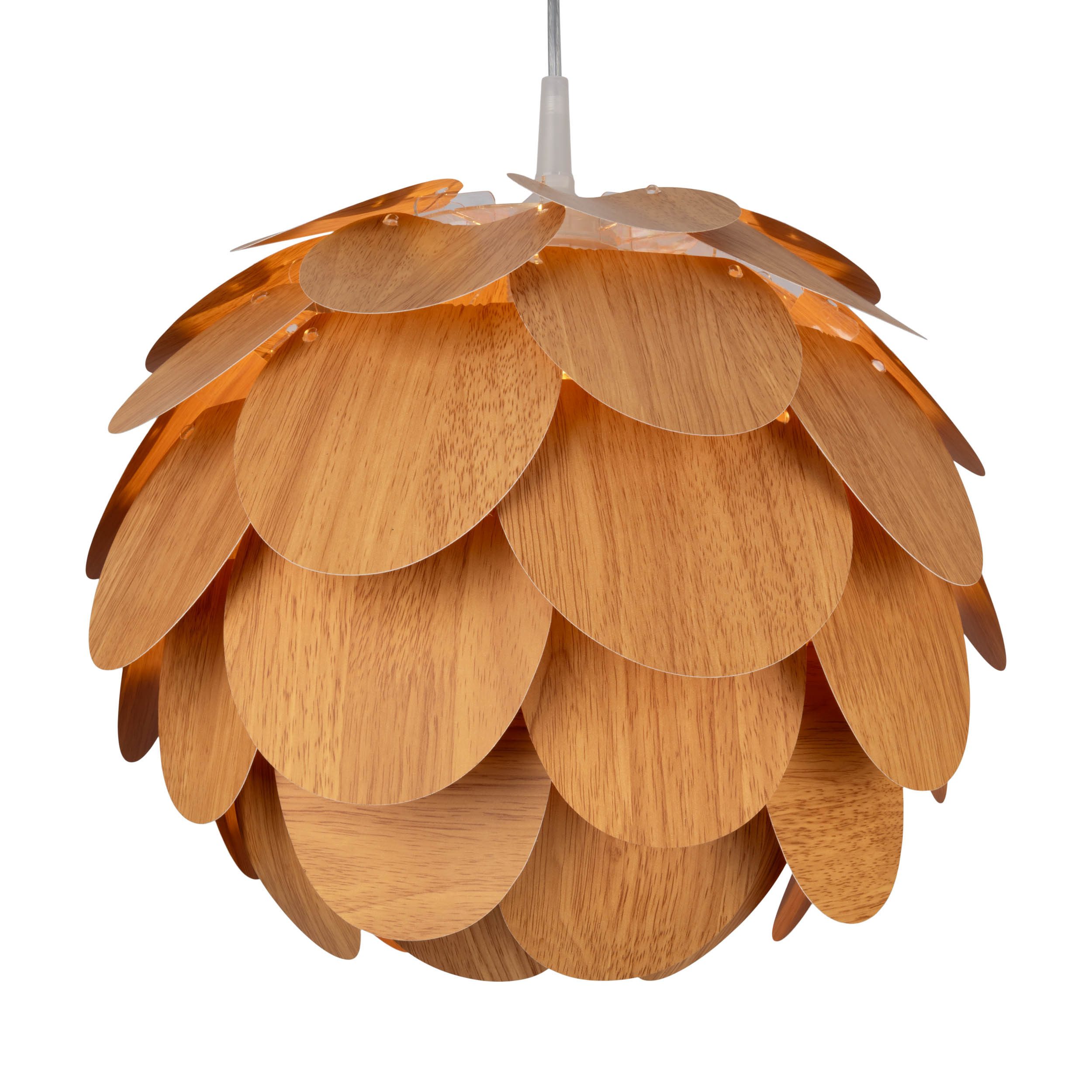 näve Pendelleuchte Foglia, ohne Leuchtmittel, exkl. 1x E27, blütenform, naturfarben, D: 40cm, Pendel weiß 70cm – Bild 4 von 5
