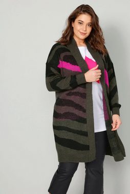 Angel of Style Strickjacke Long-Strickjacke oversized Animalmuster Langarm