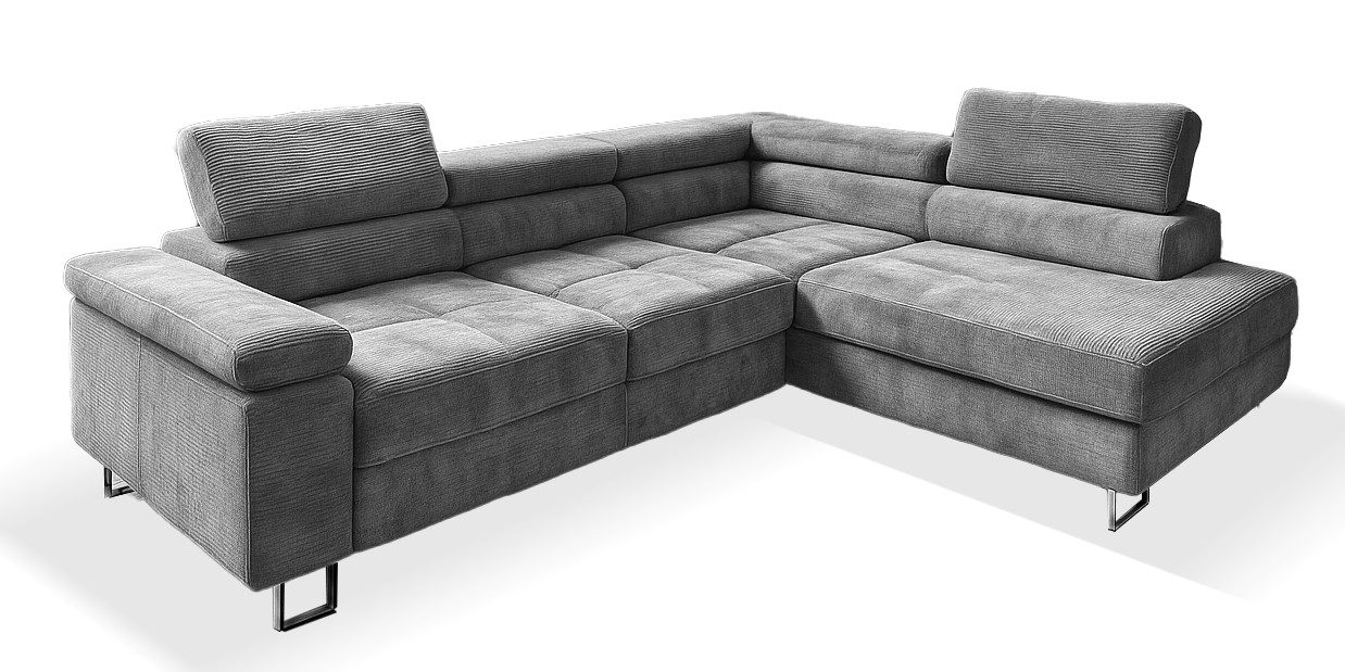 Goldstoff Ecksofa mit Schlaffunktion, Cord Couch günstig online kaufen