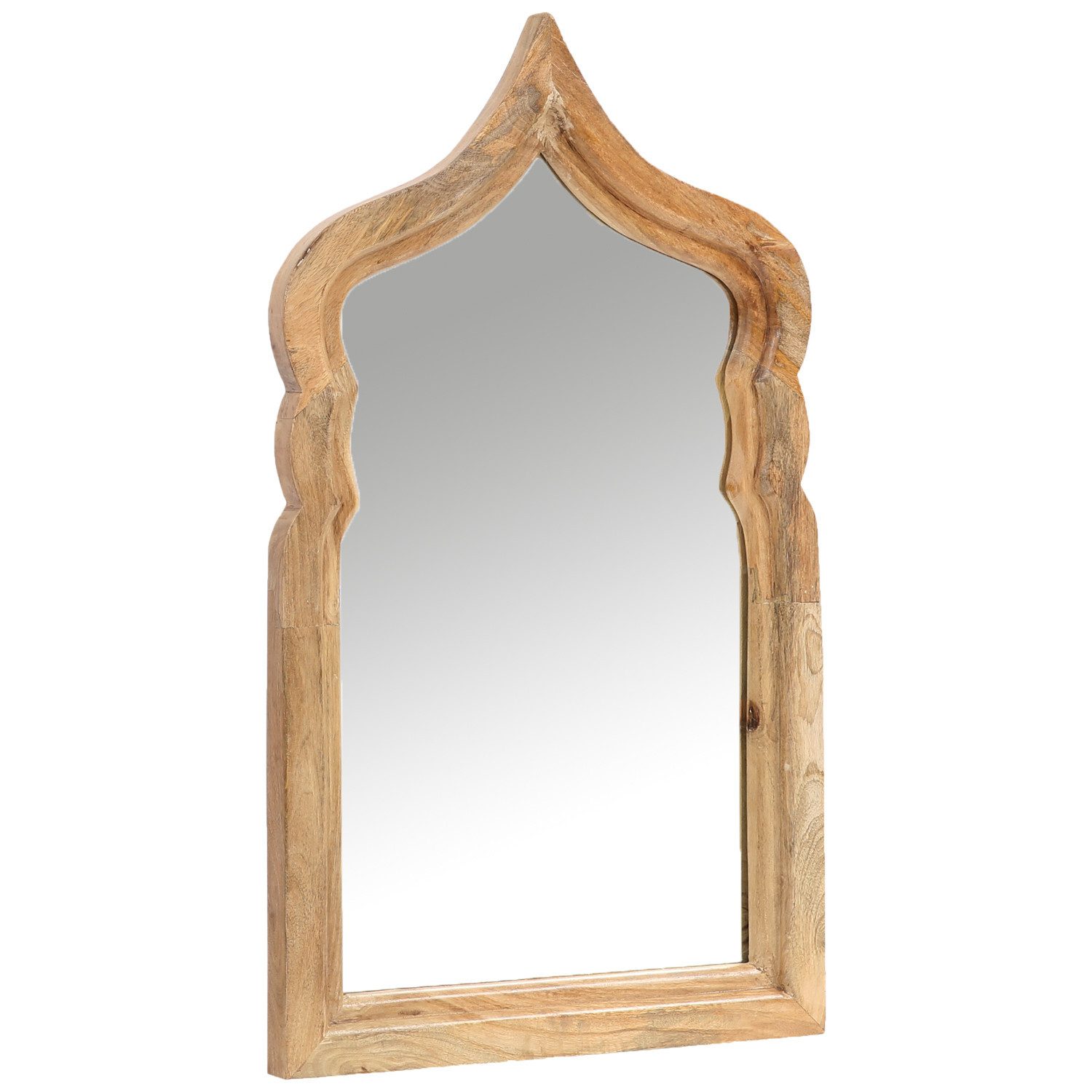 Marrakesch Orient & Mediterran Interior Wandspiegel Boho Wandspiegel Aastha handgefertigt aus Holz in Natur 90 cm im Trend (1-St), Wandspiegel