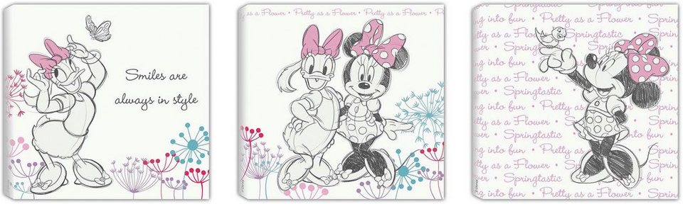 Disney Leinwandbild Minnie & Daisy, (Set, 3 St)