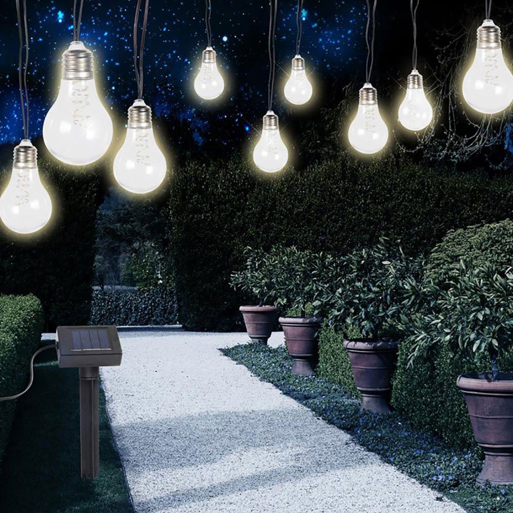 LED fest verbaut, Kette Lichter Warmweiß, Beleuchtung LED-Leuchtmittel Solar Gartenleuchte, etc-shop grau Deko 2 Außen Stufen