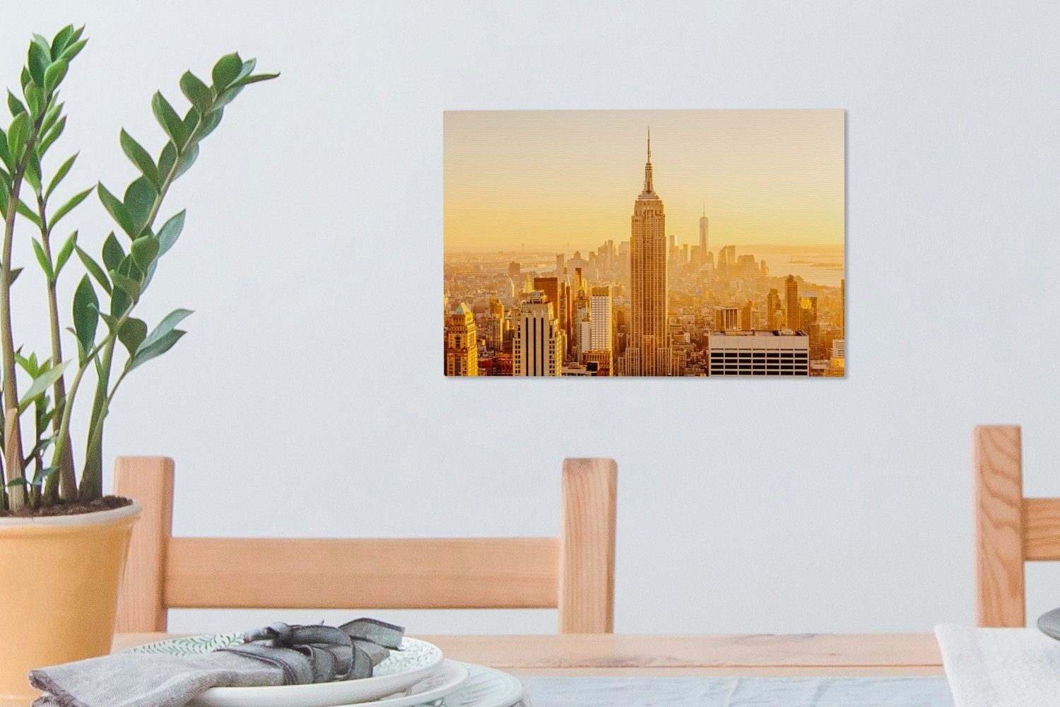 30x20 Leinwandbild Aufhängefertig, OneMillionCanvasses® Goldglanz über Wandbild York, New cm Wanddeko, St), Leinwandbilder, (1