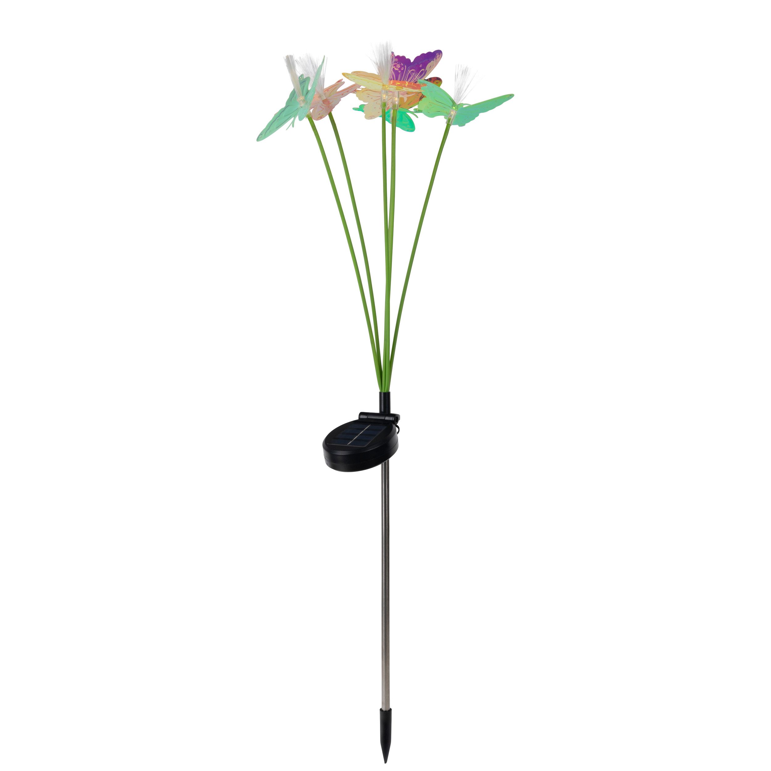 näve LED Solarleuchte Mariposa, LED fest integriert, Warmweiß, 2er-Set Dekoerdspieß, je 6 Schmetterlinge, je 6 LED, H: 70cm, bunt