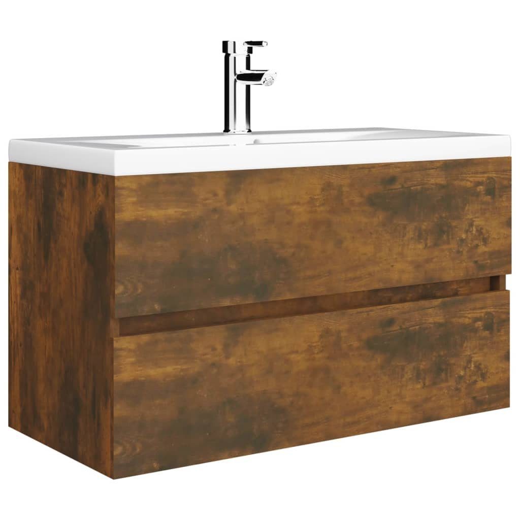 vidaXL Waschtisch 80 x 385 x 45 cm Waschbeckenunterschrank Einbaubecken Räuchereiche Spa