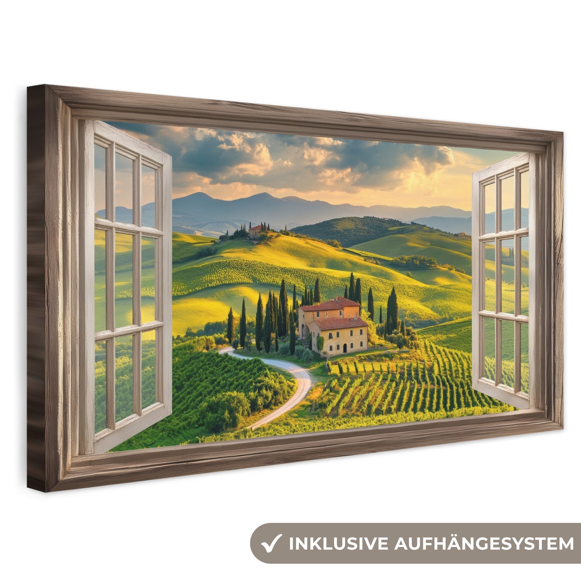 OneMillionCanvasses® Leinwandbild Panorama Ansichten - Toskana - Landschaft - Sommer, Fotodruck (1 St), Wandbild, Deko Schlafzimmer Wohnzimmer Flur 40x20 cm