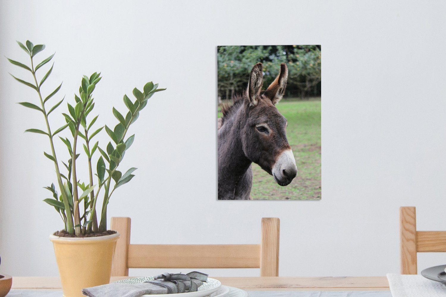 OneMillionCanvasses® Leinwandbild brauner Esel, fertig Gemälde, St), inkl. bespannt Zackenaufhänger, cm (1 Leinwandbild 20x30