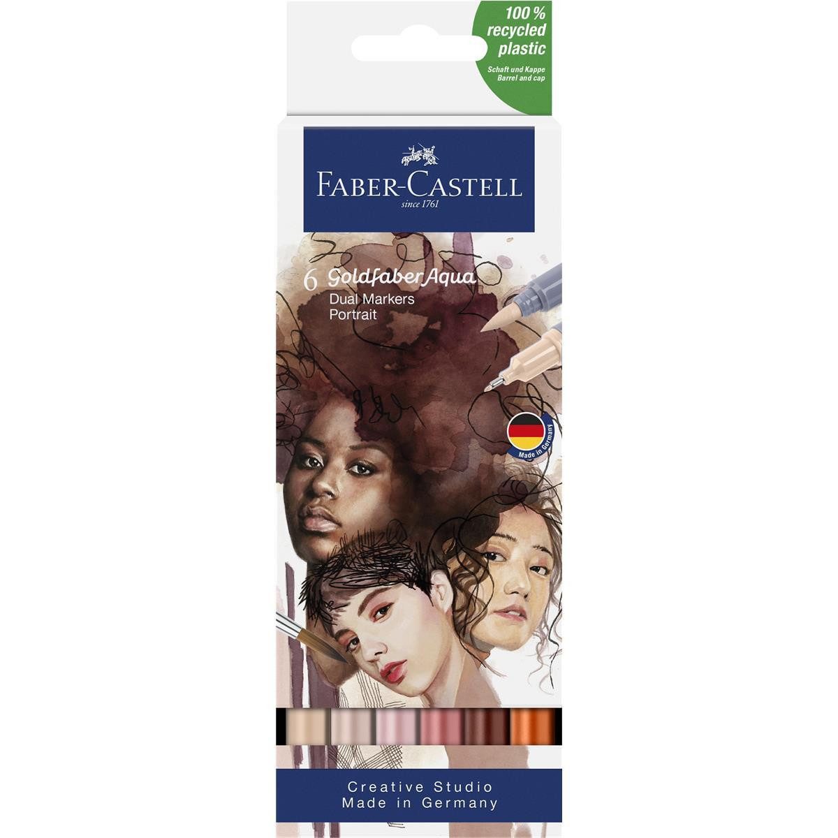 Faber-Castell Aquarellstifte Faber-Castell Goldfaber Aqua Dual Marker - 6er Etui - Portrait