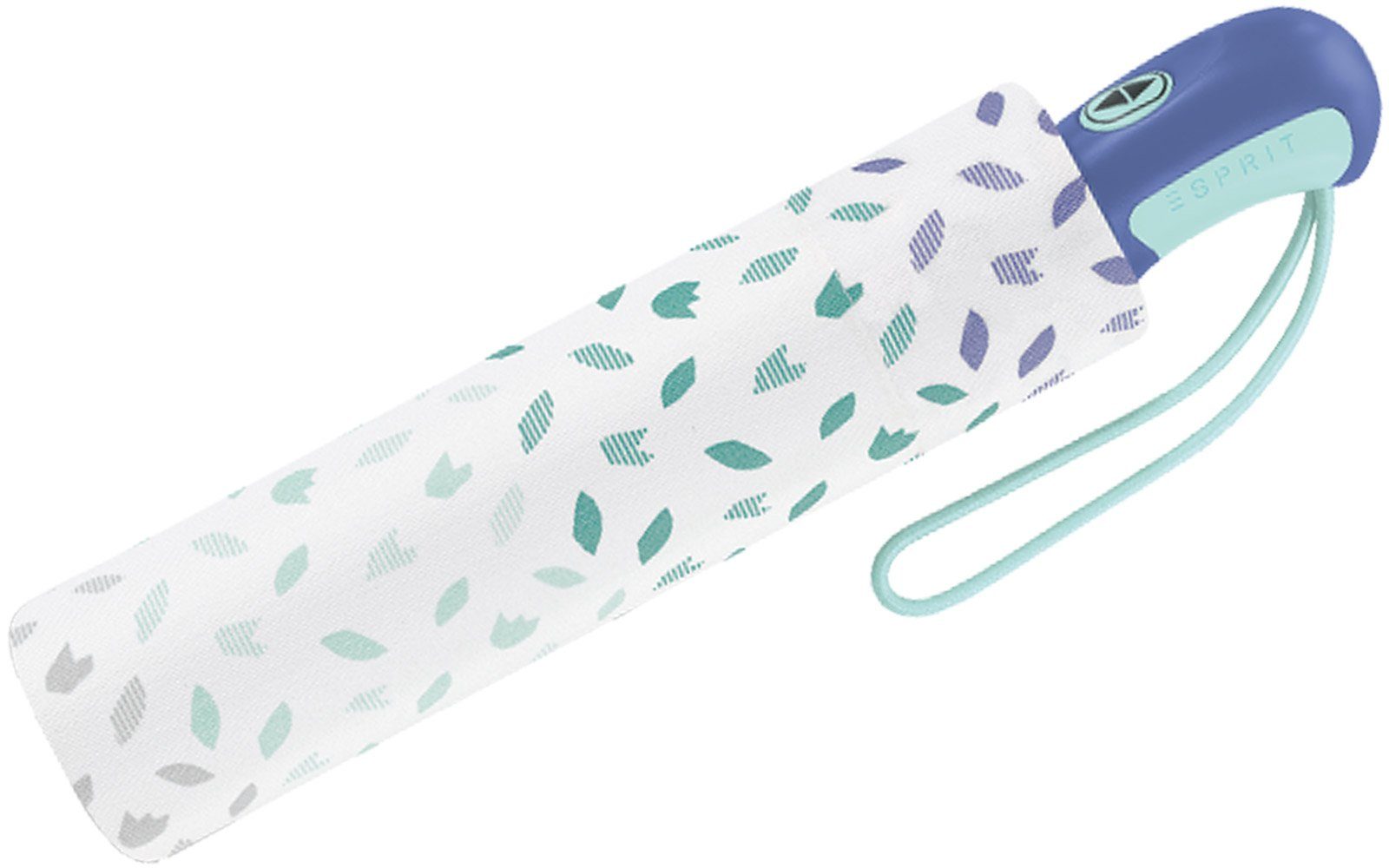 Esprit Taschenregenschirm schöner Schirm für Damen mit Auf-Zu Automatik, zarte Blütenblätter in farblicher Abstufung - blau