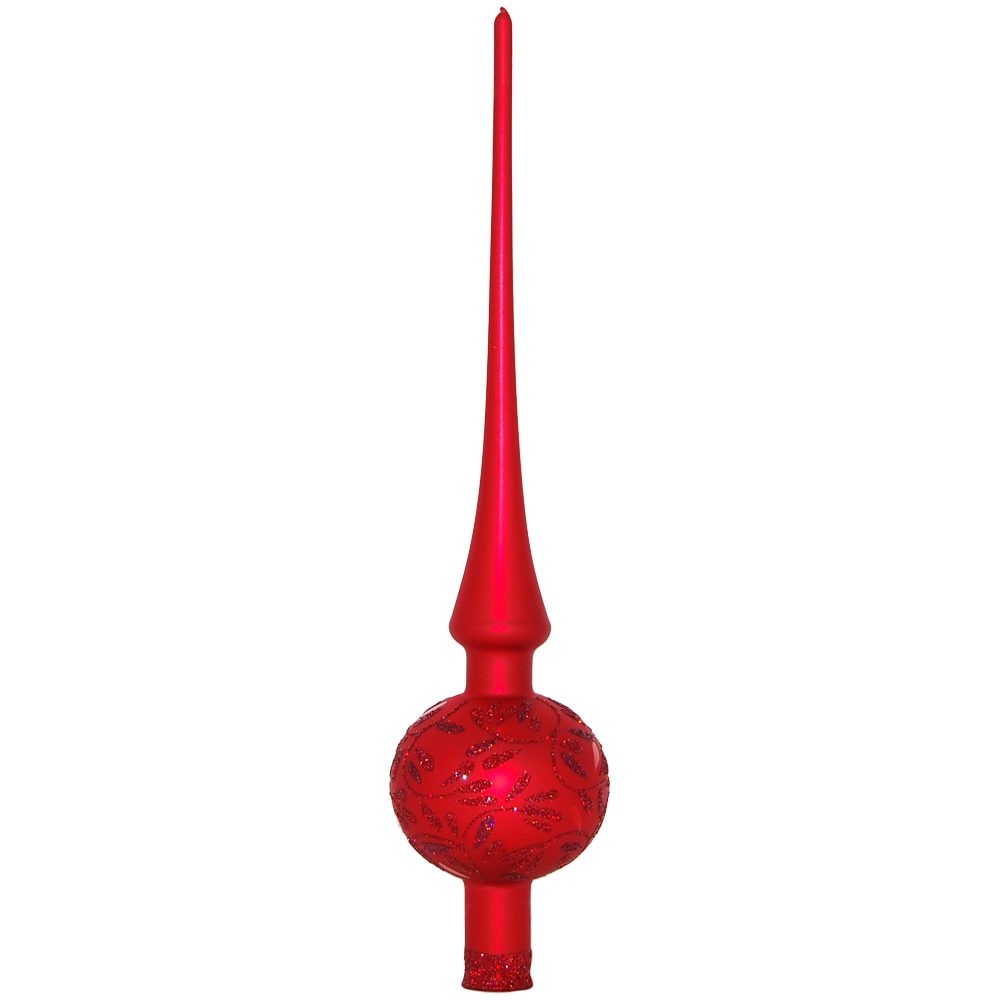 INGE-GLAS® Christbaumspitze Freudentanz, rot matt Ø7cm x 30cm (1-tlg), mundgeblasen, handbemalt