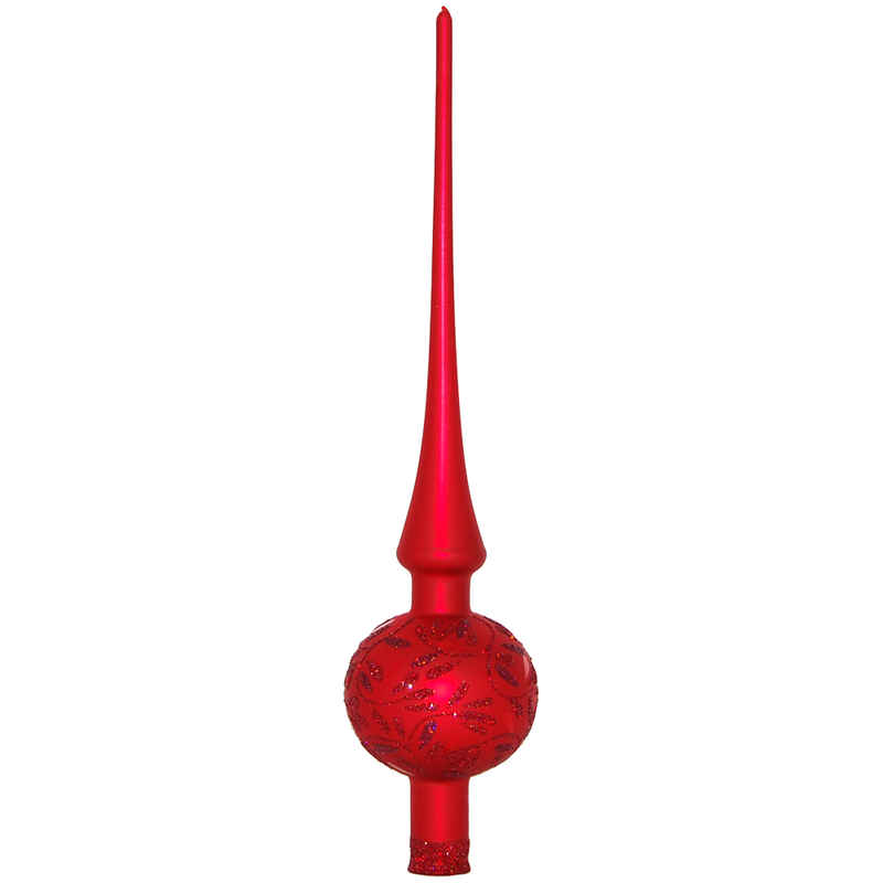 INGE-GLAS® Christbaumspitze Freudentanz, rot matt Ø7cm x 30cm (1-tlg), mundgeblasen, handbemalt