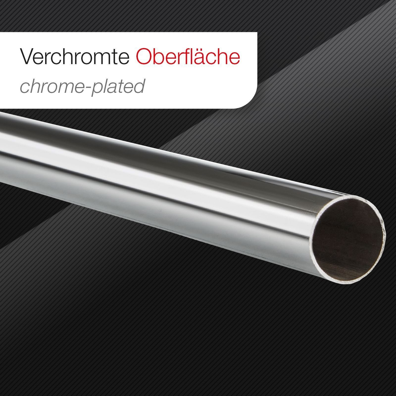 SO-TECH® Garderobenstange Schrankstange rund Ø 25 mm Chrom poliert inkl. Stangenlager, (Komplett-Set, 1 St), Kleiderstange Länge 116 cm mit 2 Stagenlagern – Bild 5 von 5