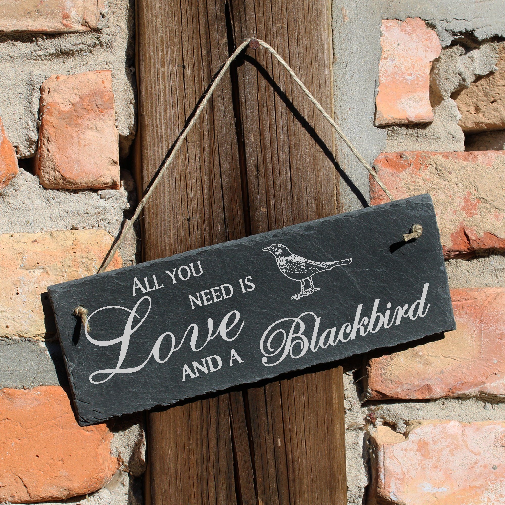 Blackbird Love Hängedekoration you is 22x8cm Amsel Dekolando need and a All Schwarzdrossel