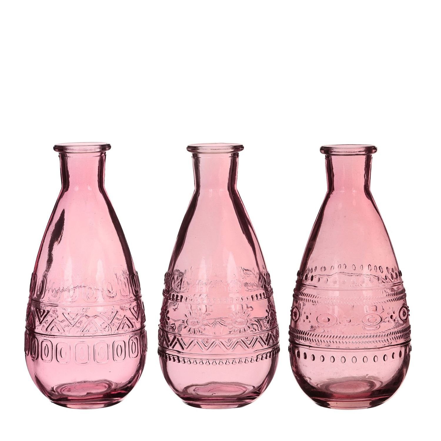 cm Ø h. in Rome Dekovase Glas 15,8 NaDeco Hellpink 7,5 Flasche cm