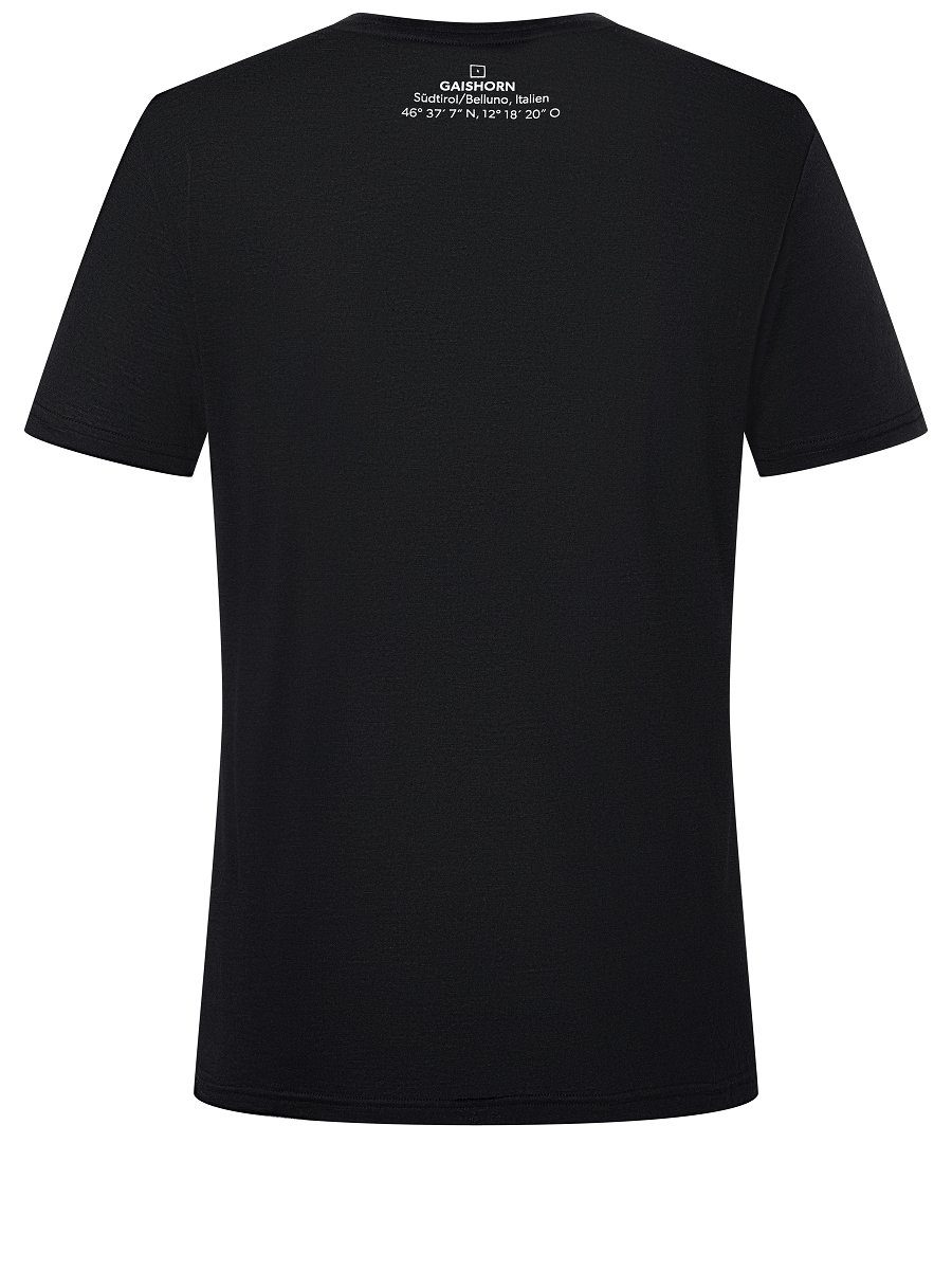 Jet DREI Black/Fresh ZINNEN SUPER.NATURAL atmungsaktiver White Merino T-Shirt Merino-Materialmix M TEE Print-Shirt