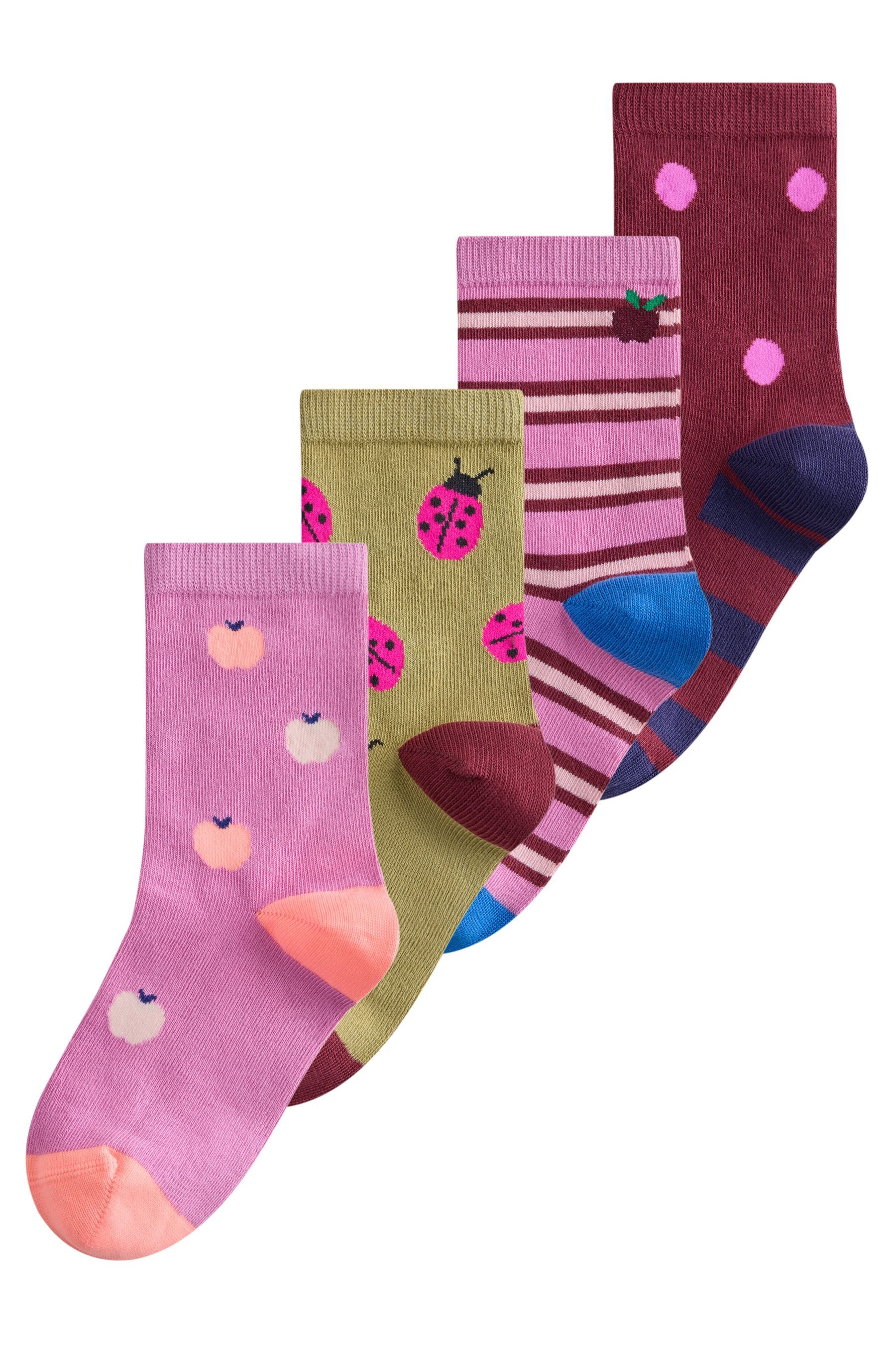 Next Kurzsocken Söckchen Apfel und Marienkäfer, 4er-Pack (4-Paar)