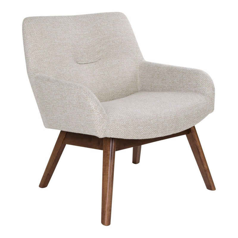 House Nordic Polsterstuhl London Lounge Chair – Lounge Chair aus Stoff, Sand mit Beinen aus W...