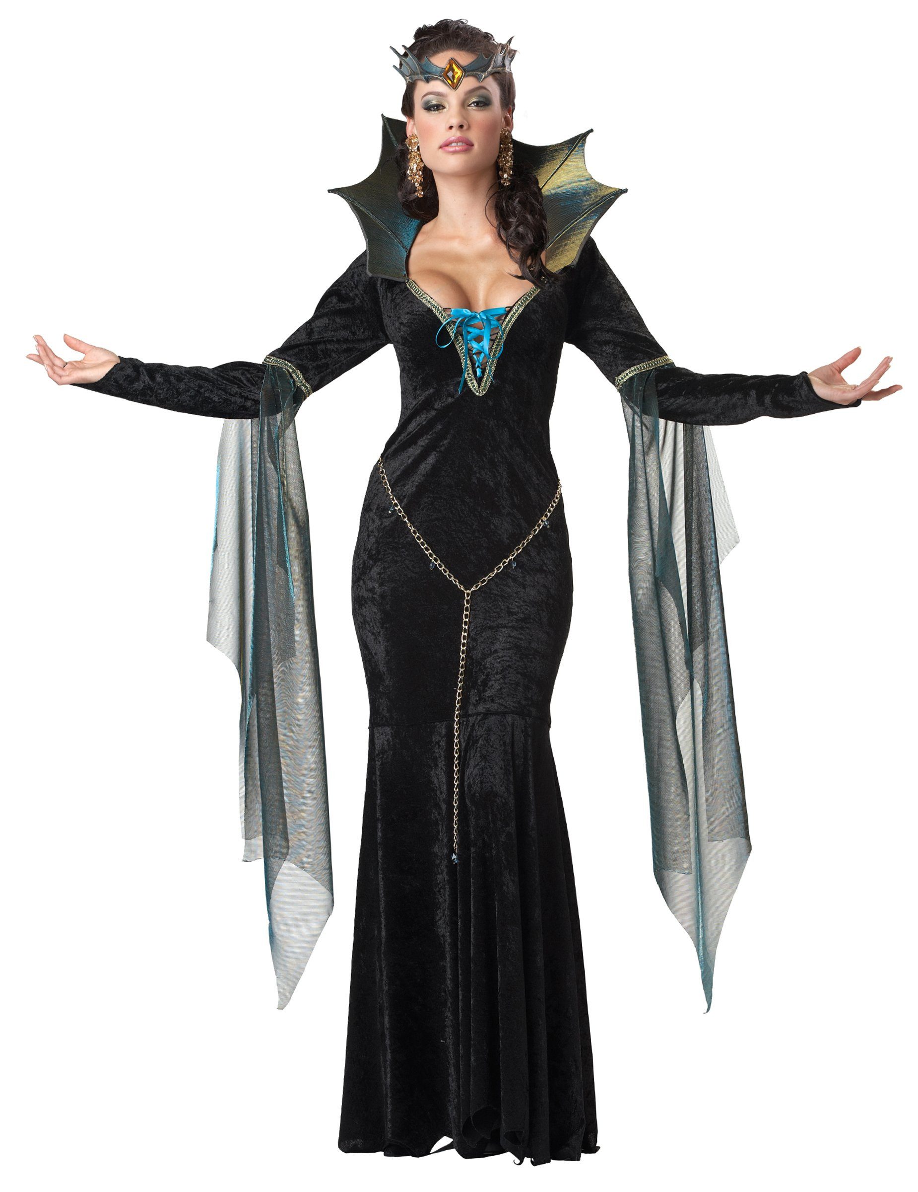 California Costumes Hexen-Kostüm Dunkle Magierin Hexe Zauberin Halloween Damenkostüm schwarz-blau