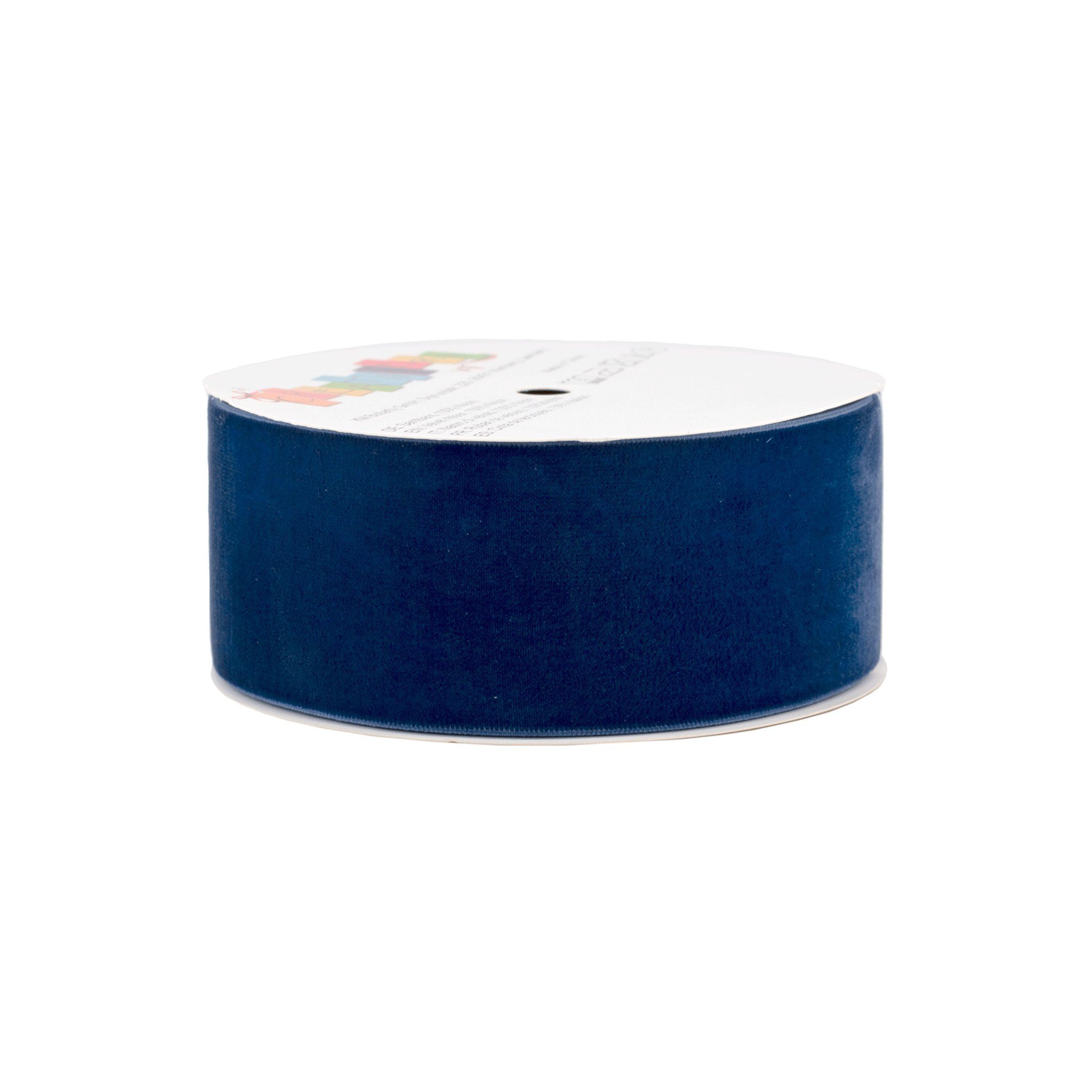 Creativery Samtband, Samtband 50mm x 5m Rolle Dunkelblau