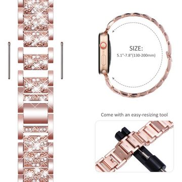 Mutoy Uhrenarmband Uhrenarmbänder Ersatzband für Damen, Diamond Strass Metall Armband, 22mm Bling Ersatzband Metallarmband Zubehör für Frauen(Keine Uhr)