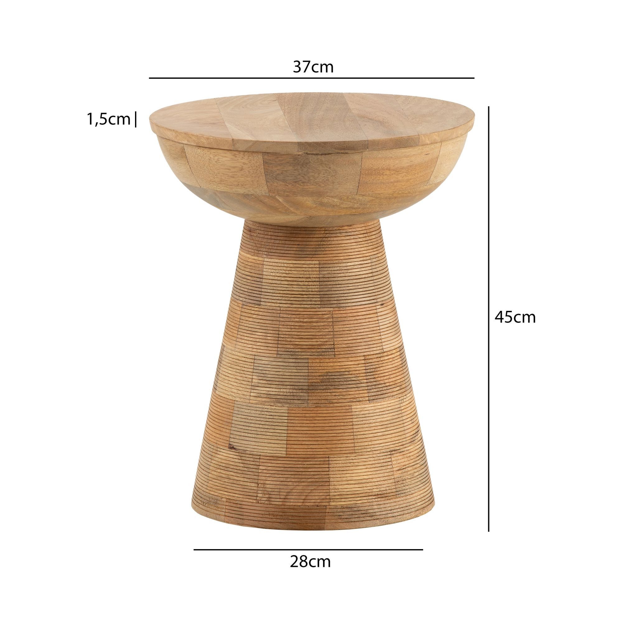 FINEBUY Beistelltisch FB108153 Massiv Ø37cm Rund Wohnzimmertisch Couchtisch Dekotisch (37x37x45 cm Mango Massivholz, Tisch Naturgebleicht), Wohnzimmertisch Modern, Anstelltisch Rund Hoch. € 99,95