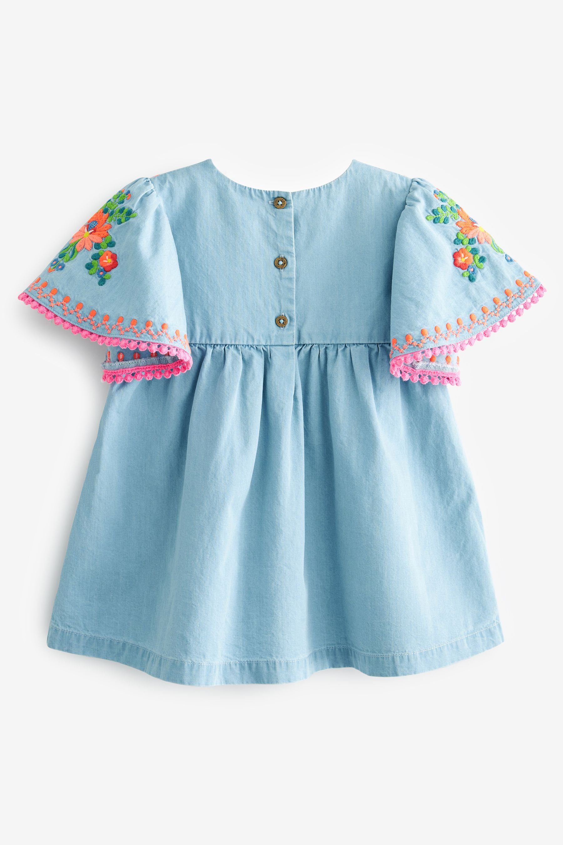 Kaftan-Kleid Denim Sommerkleid Besticktes Blue (1-tlg) Next