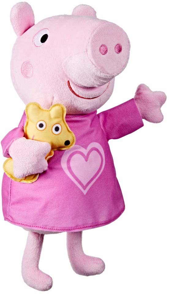 Lieder, kichert gähnt, Schlummermusik Plüschfigur schnarcht 3 Pig Hasbro - Peppa, singt Peppa und