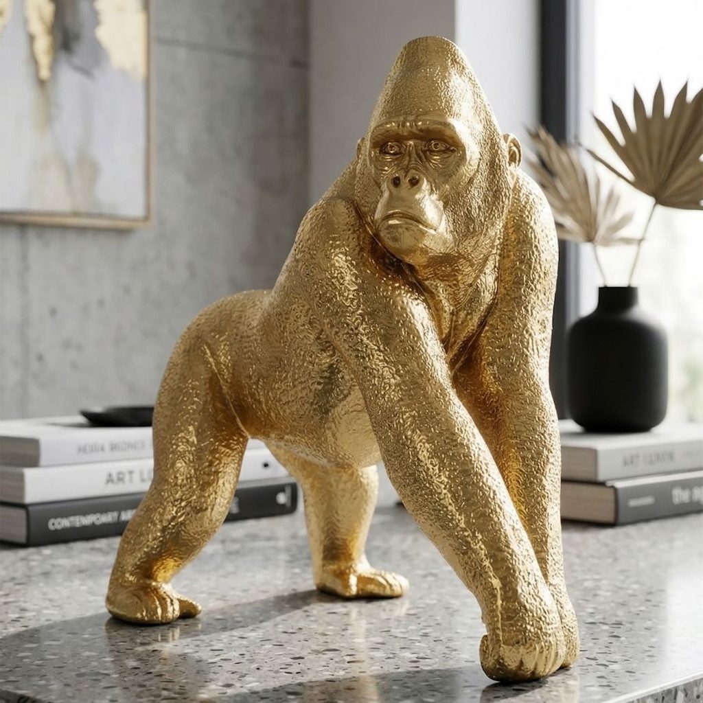MF Tierfigur Dekofigur Gorilla Gold 24,3 cm moderne Tierfigur (1 St)