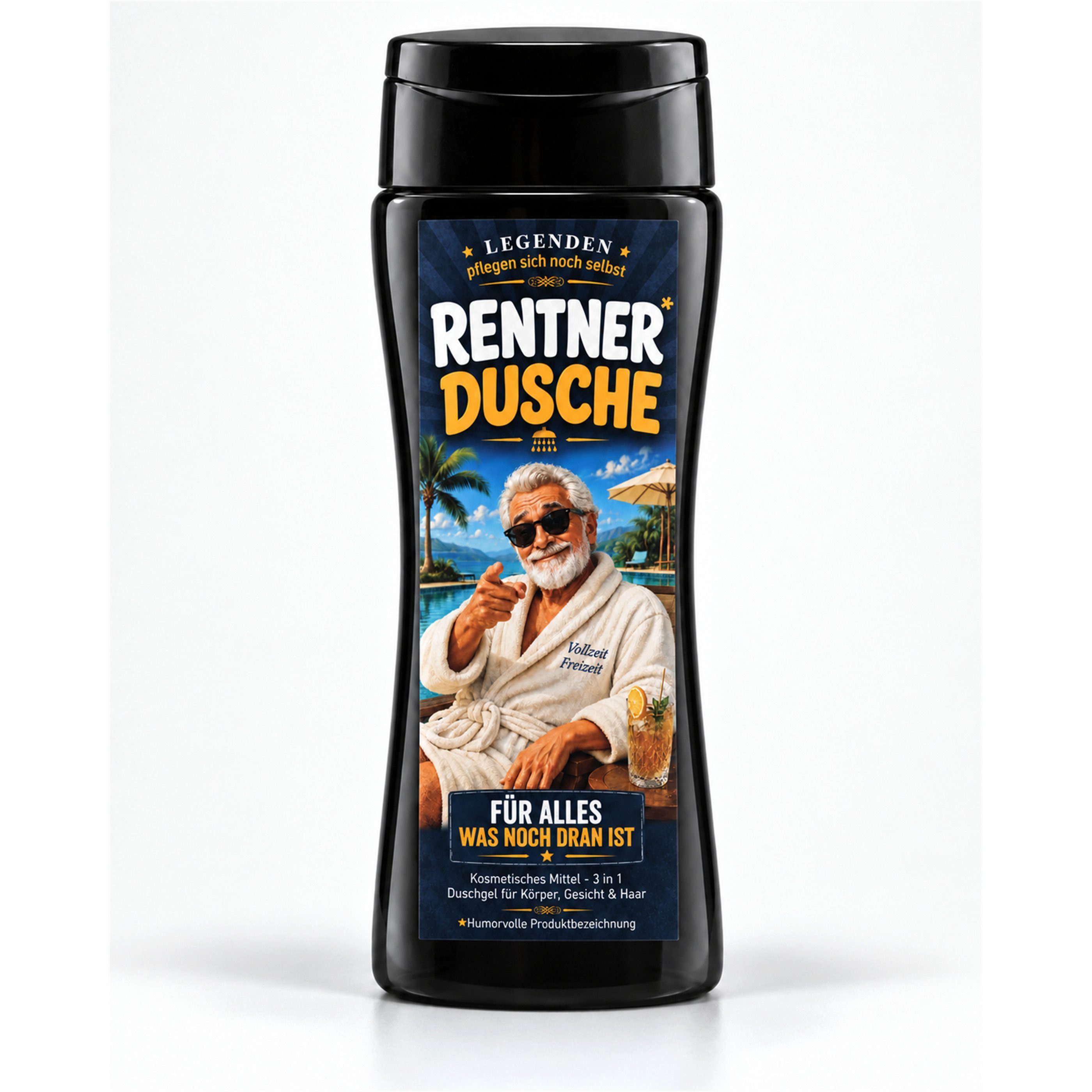 Deggelbam Duschgel Rentner Dusche 3-in-1 – Geschenk zum Ruhestand 250 ml, 3-in-1, Ruhestand-Geschenk, Rentner-Humor, 250 ml