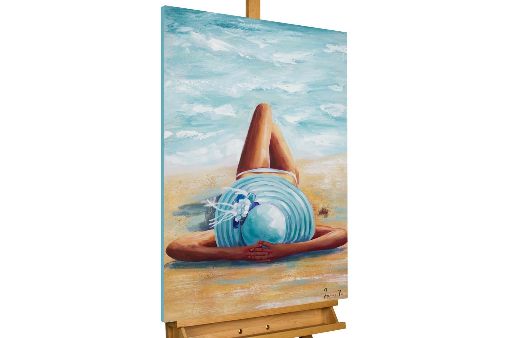 KUNSTLOFT Gemälde Beach Beauty 60x90 cm, Leinwandbild 100% HANDGEMALT Wandbild Wohnzimmer