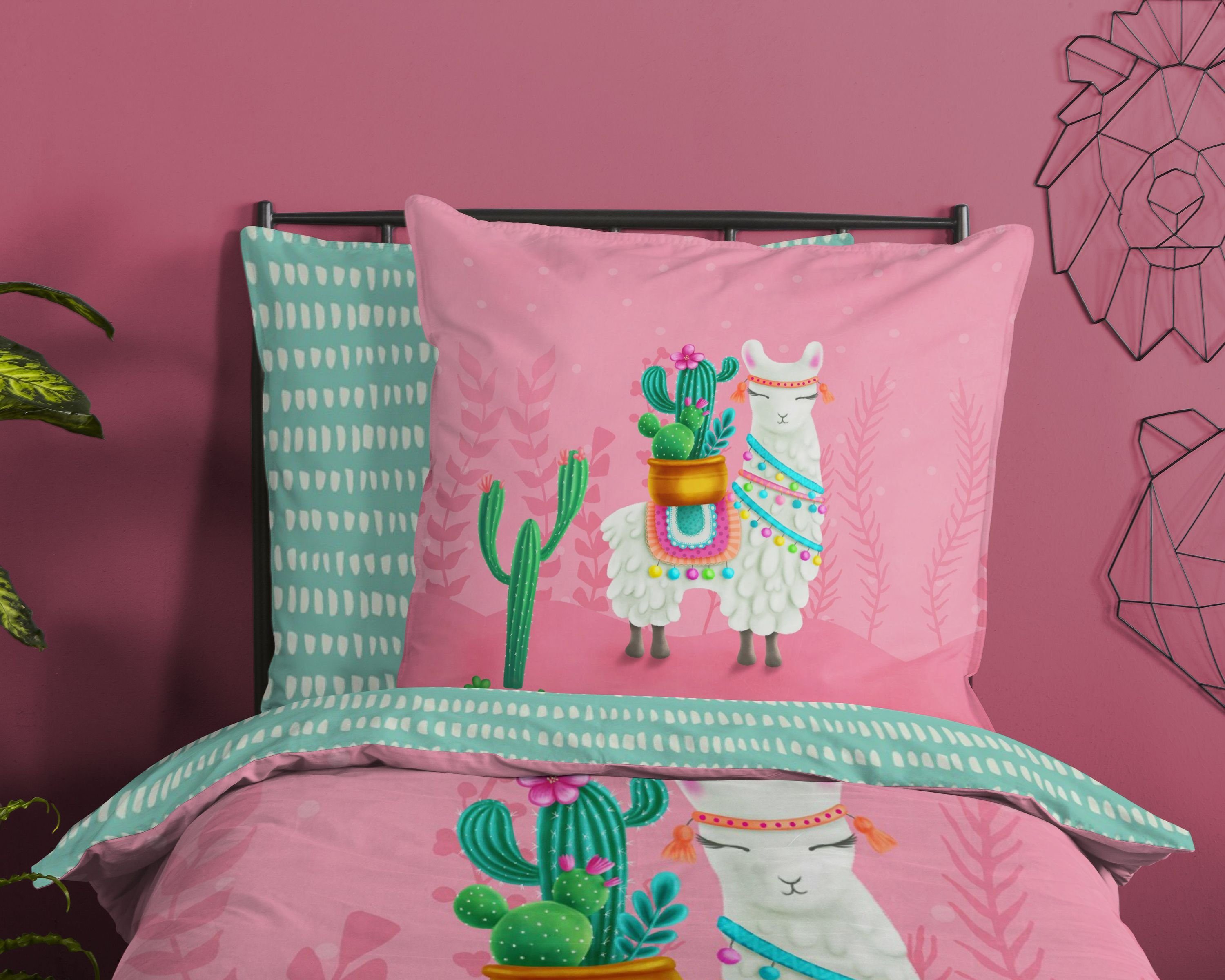 good morning Bettwäsche Baumwolle, Renforcé, 2 teilig, verspieltes Lama, pi günstig online kaufen