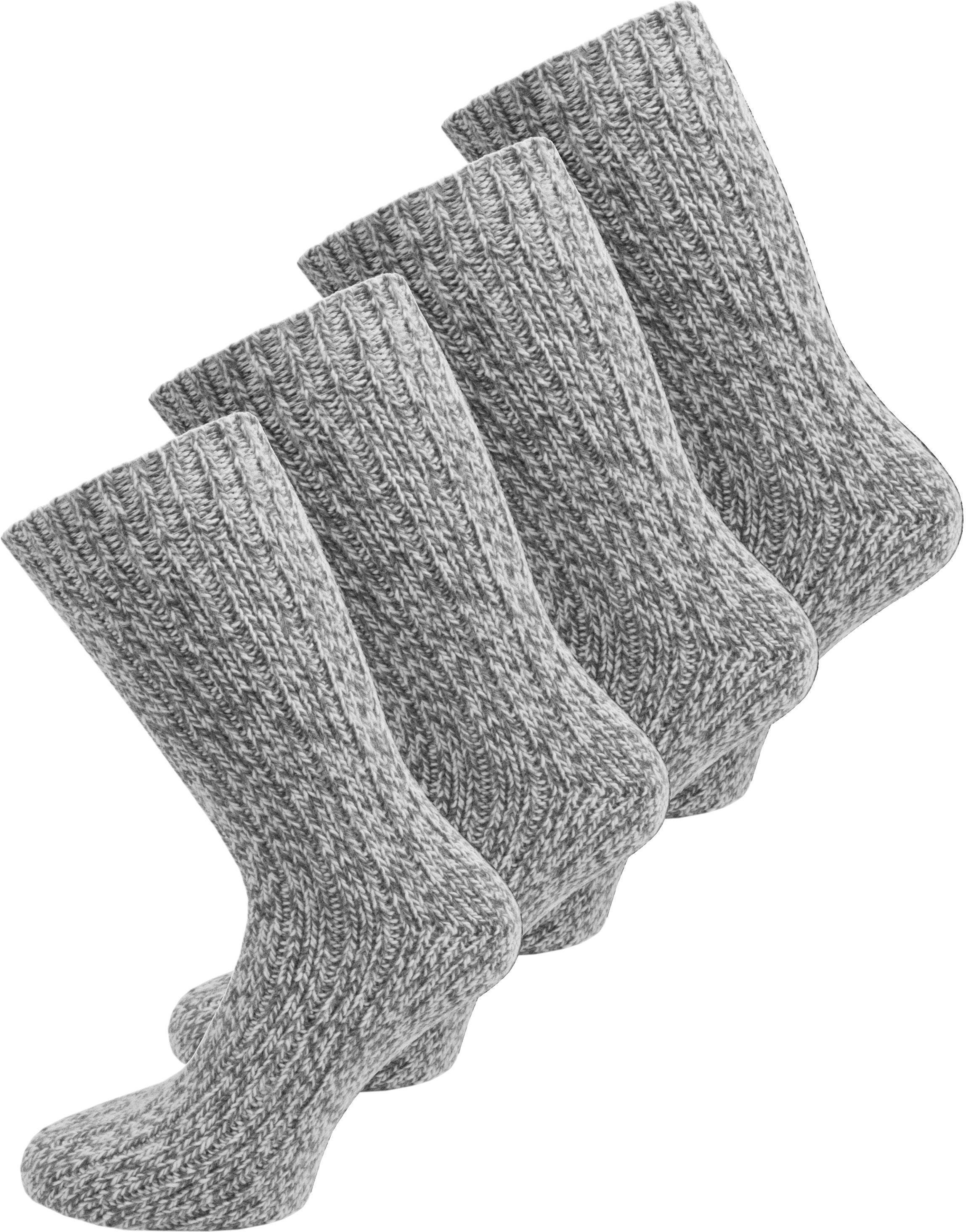 Thermosocken 4 Paar Norweger-Socken mit Wolle