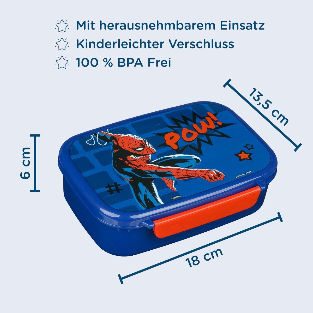 Spiderman Lunchbox Spiderman Lunchbox Kinder – Marvel Brotdose Schule, Kunststoff, (1-tlg)
