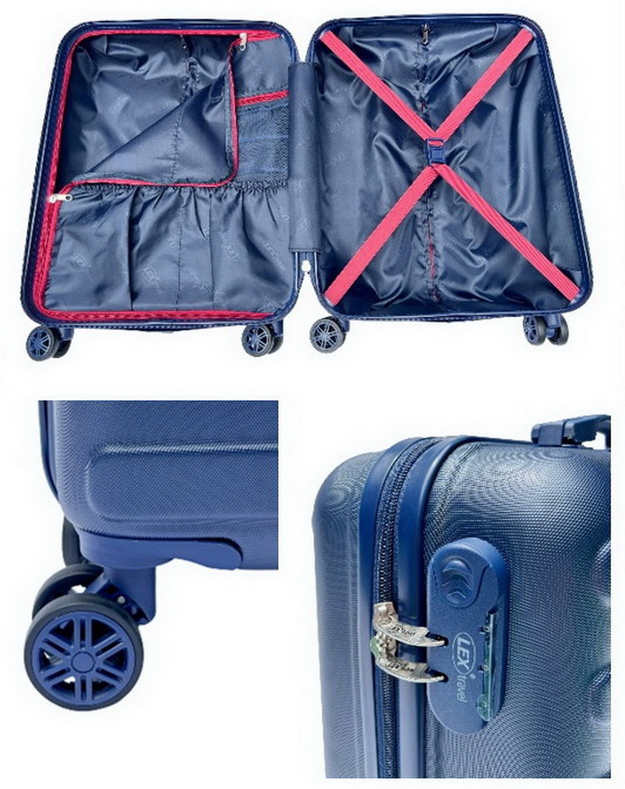 LEX Handgepäck-Trolley Komfort ABS Handgepäckkoffer Hartschale Hartschalenkoffer, Teleskopgriff Soft-Tragegriff