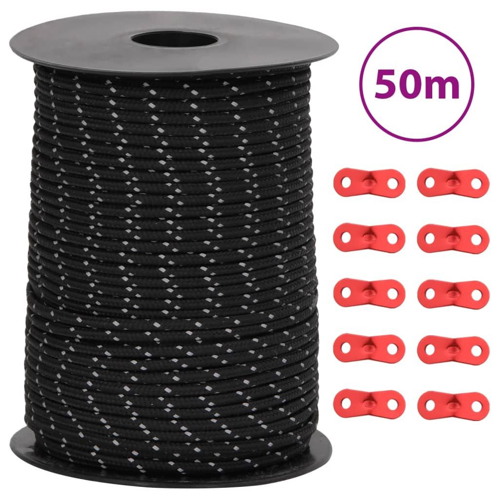 vidaXL Abspannleine vidaXL Zeltleine Reflektierend mit Seilspannern 50 m 3 mm