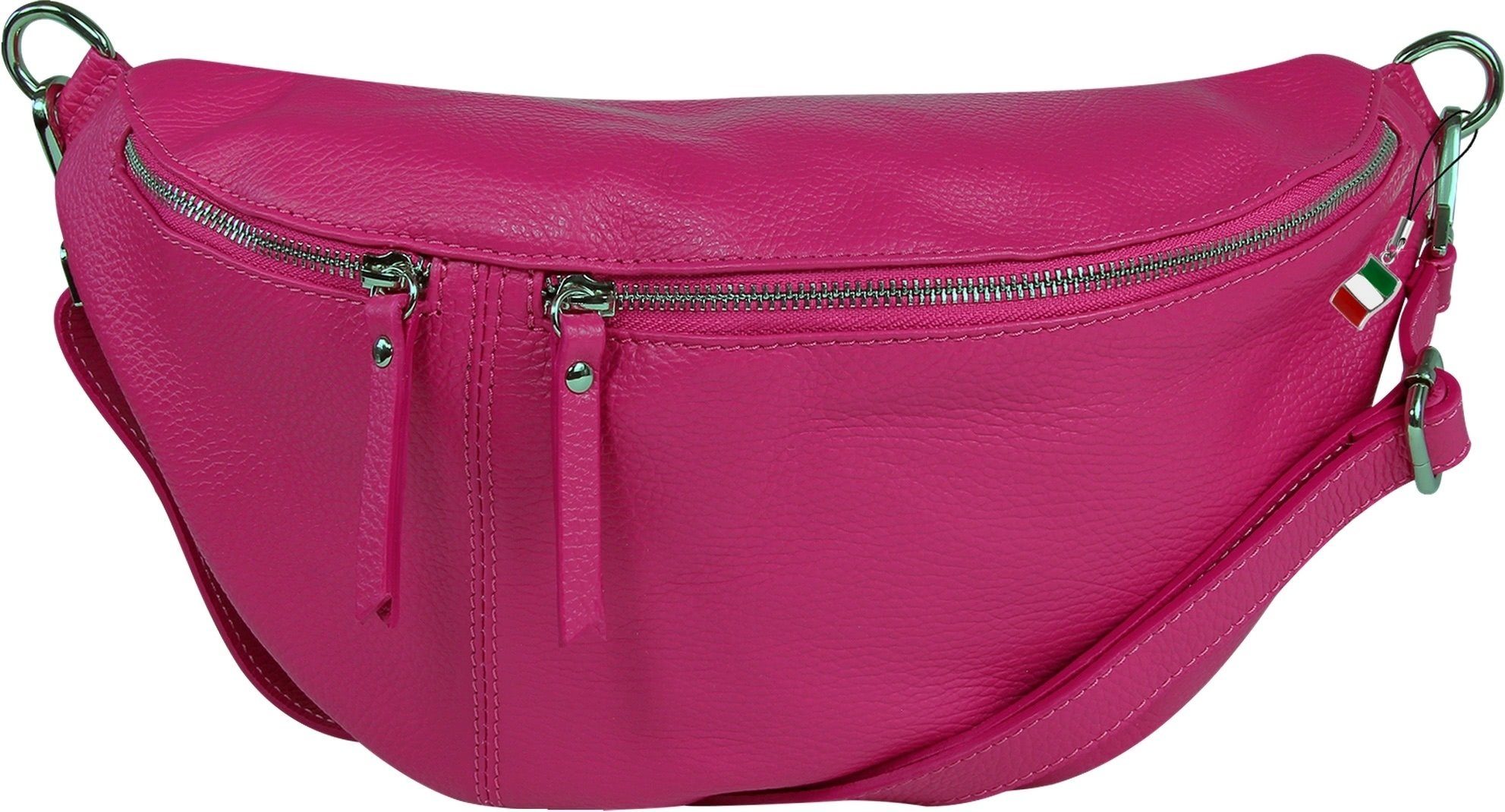 FLORENCE Gürteltasche Florence Echtleder Damen BomBag extra groß (Gürteltasche), Damen Leder Gürteltasche, pink, fuchsia ca. 37cm x ca. 20cm