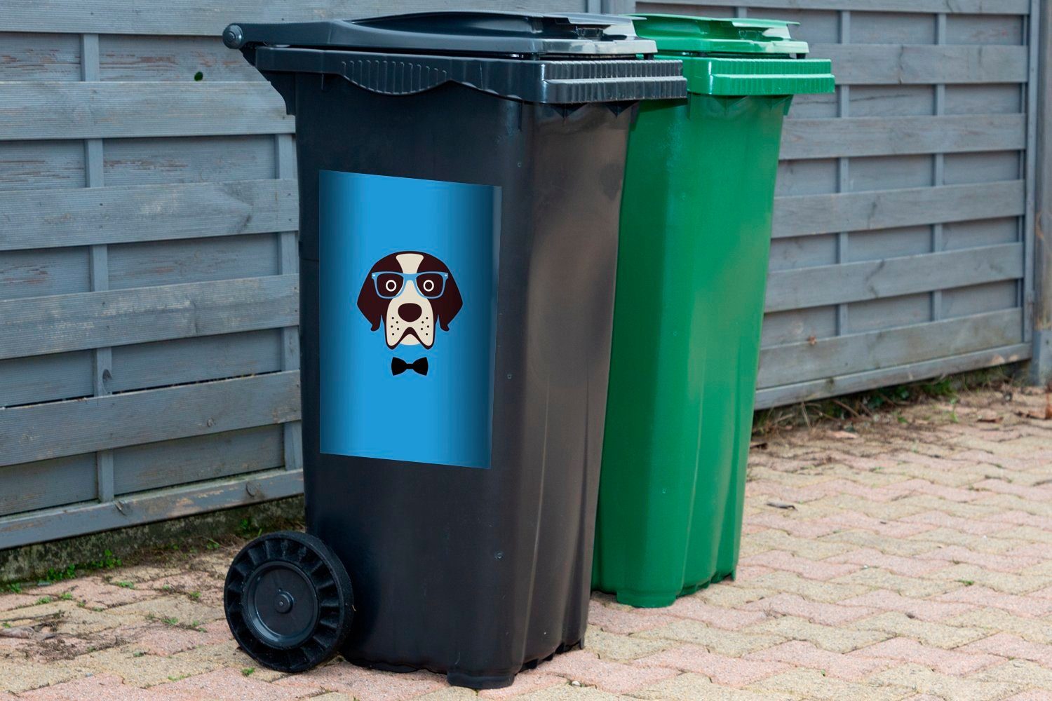 MuchoWow Wandsticker Gentleman Abfalbehälter (1 als Hund Container, Kinderillustration Mülleimer-aufkleber, Mülltonne, Sticker, St)